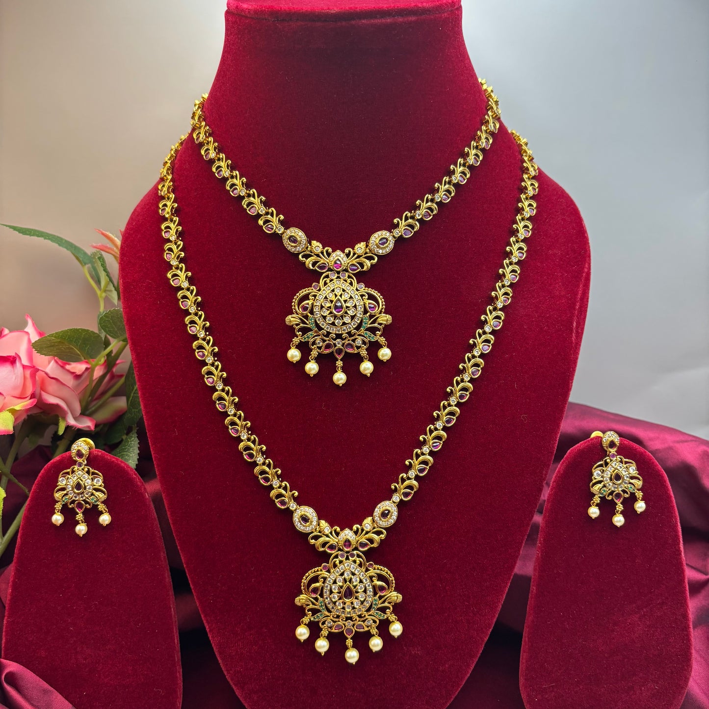 Heritage Glow – Kemp Stone Semi-Bridal Set with Earrings & Maang Tikka