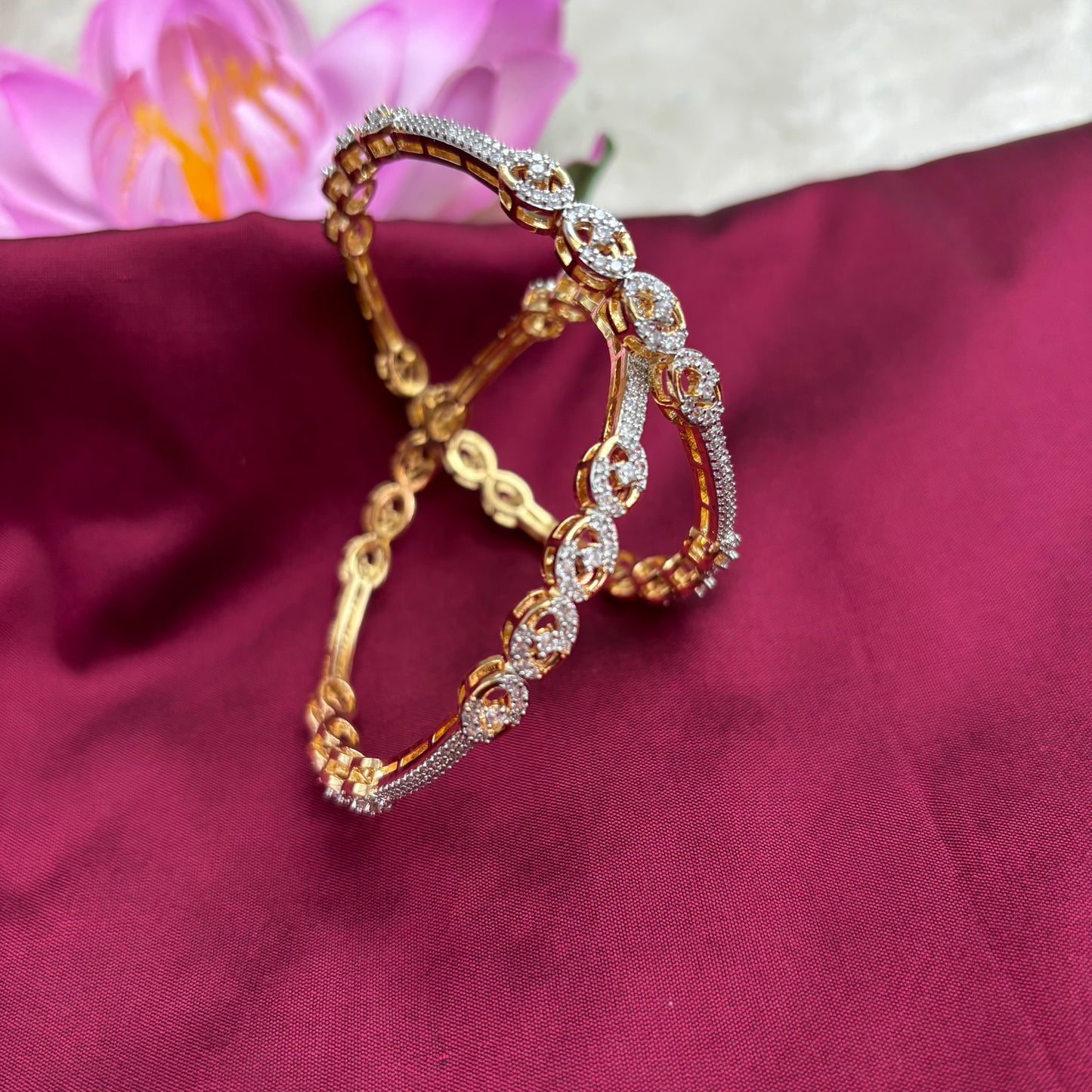 Radiant Gold-Finish Bangles with Premium AD Stones