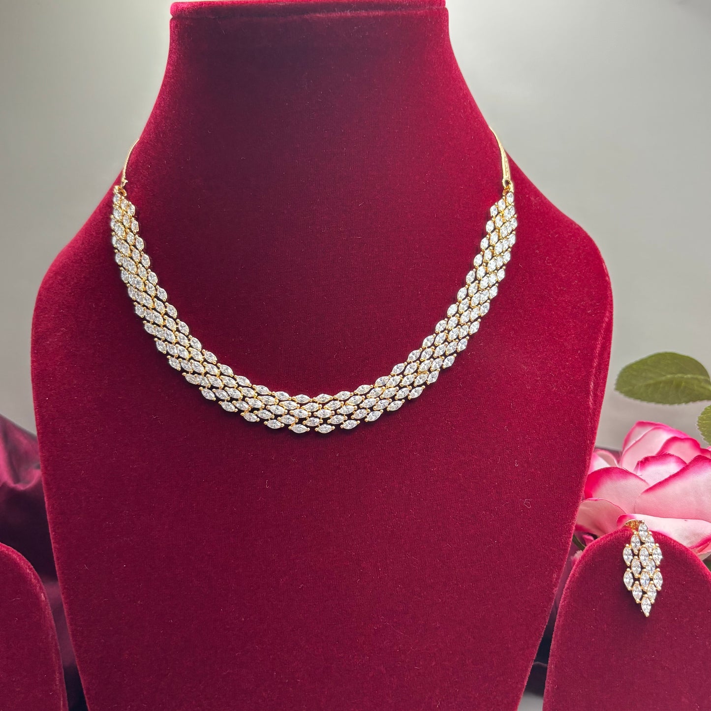 Regal Spark – AD Stone Necklace Set in Heritage Gold