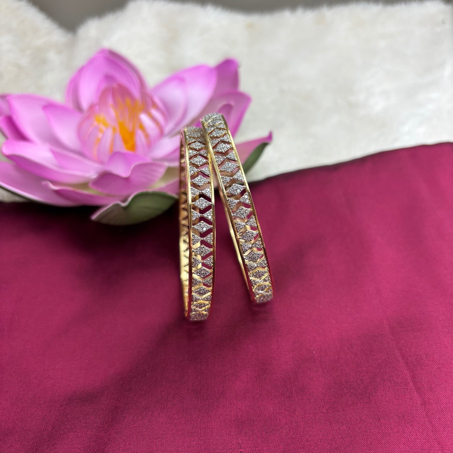 Gold Finish Bangles with AD Stones – Bridal & Festive Wear
