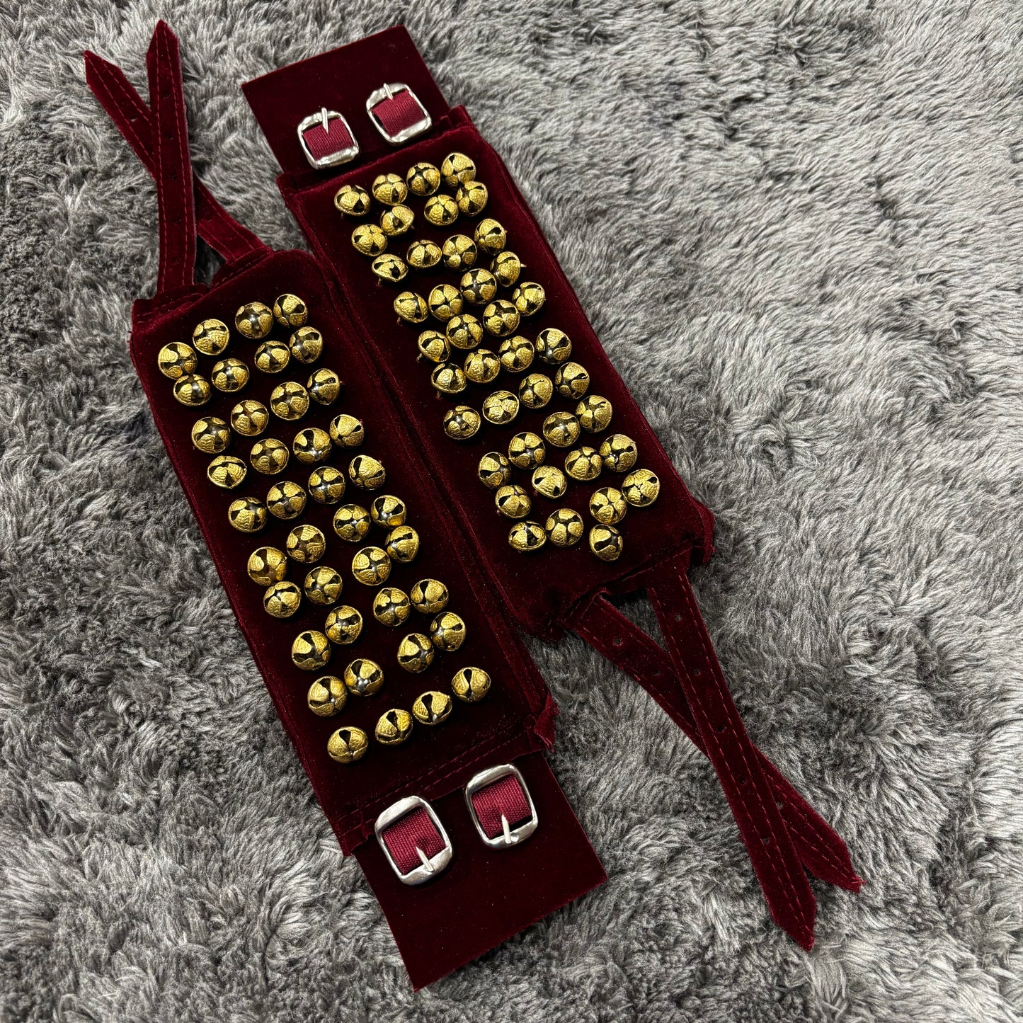 Maroon Velvet 4‑Layer Ghungroo for Bharatanatyam & Classical Dance