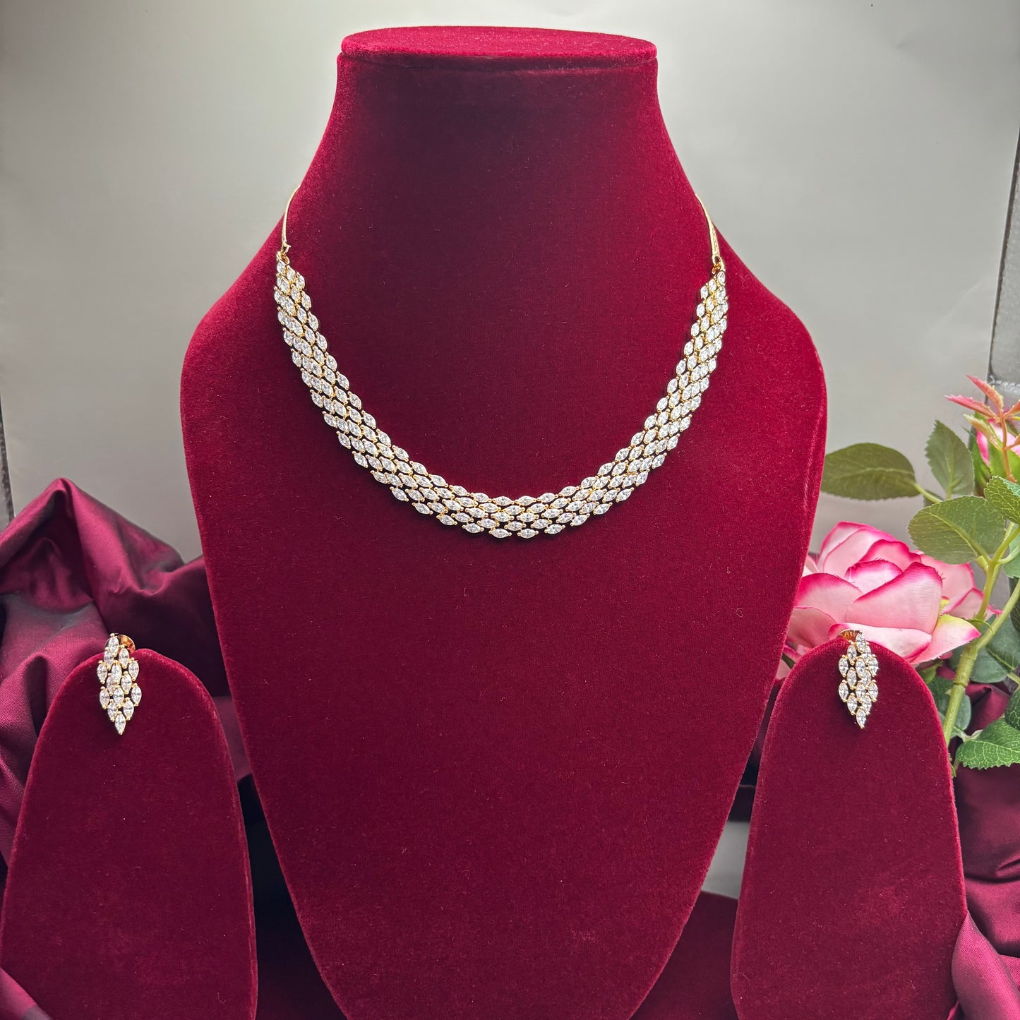 Regal Spark – AD Stone Necklace Set in Heritage Gold