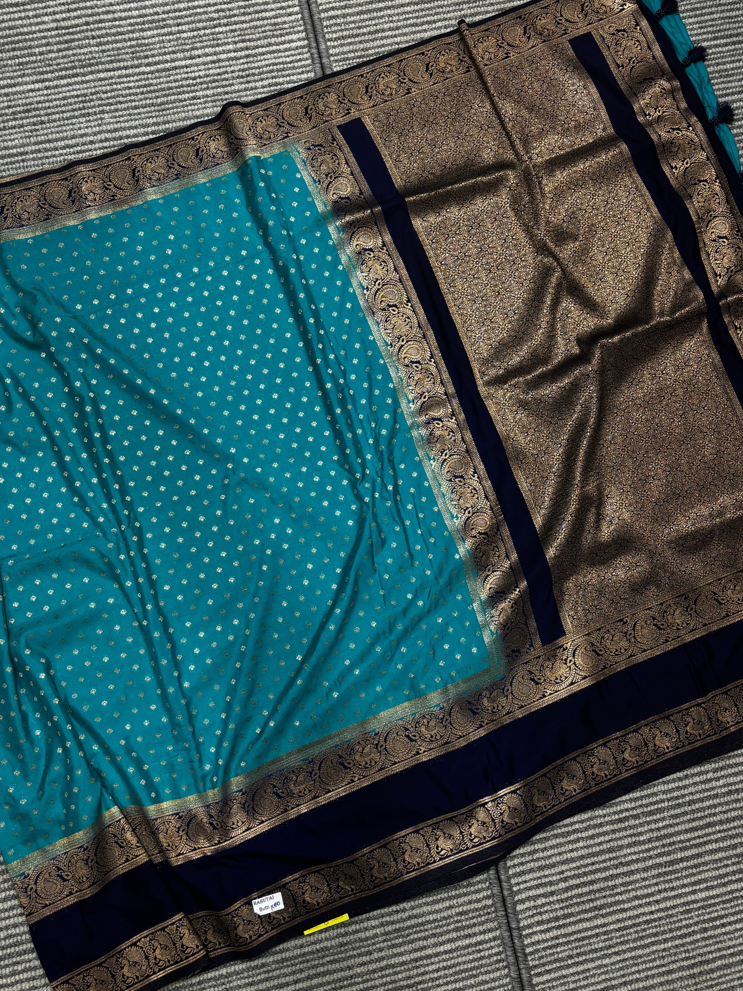 Beautifully Woven Sky Blue Banarasi Soft Silk Saree with Dark Blue Zari Border, Pallu & Contrast Blouse Piece