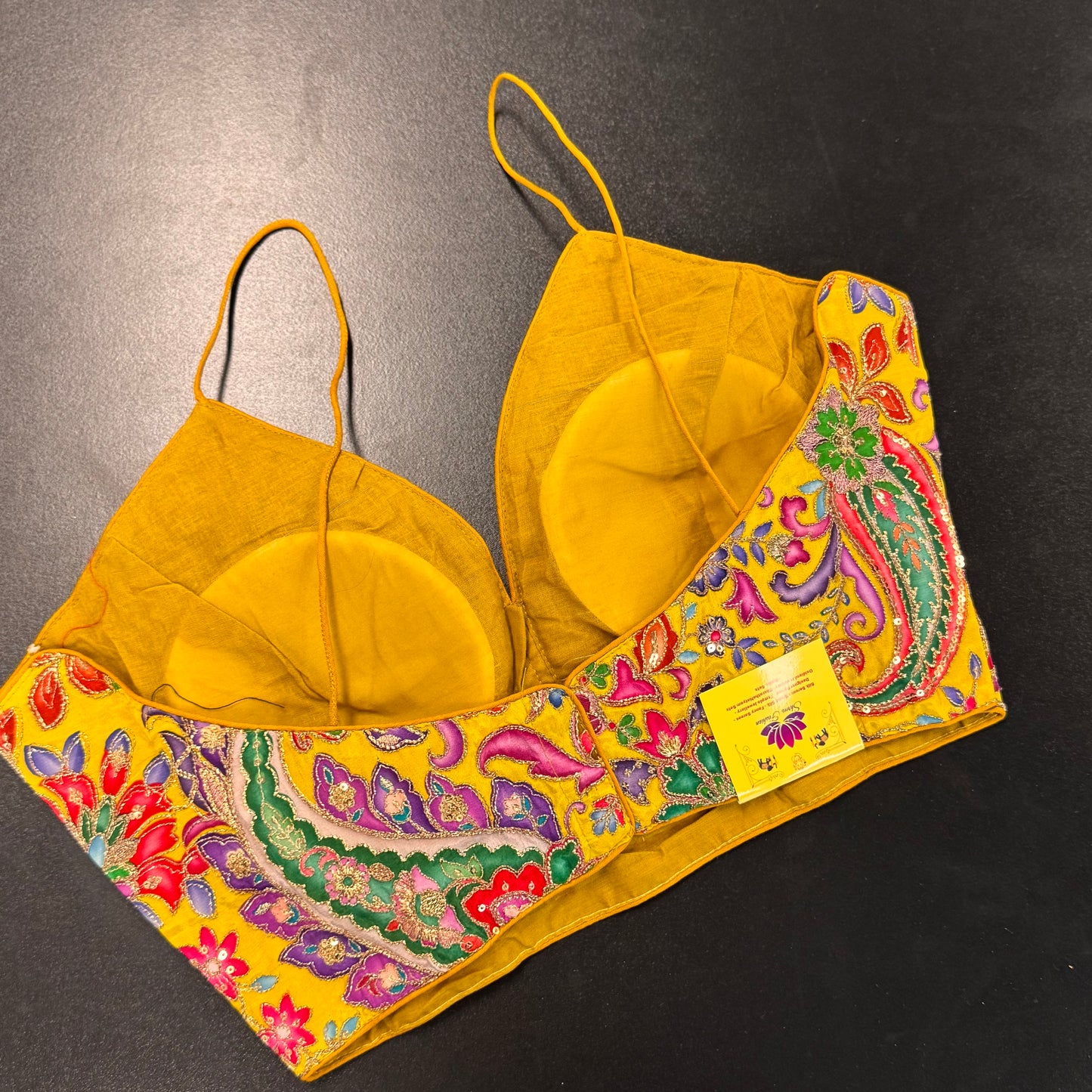 Designer Kalamkari-style multicolour embroidered readymade saree blouse - Shrees Fashion Australia (view 2)