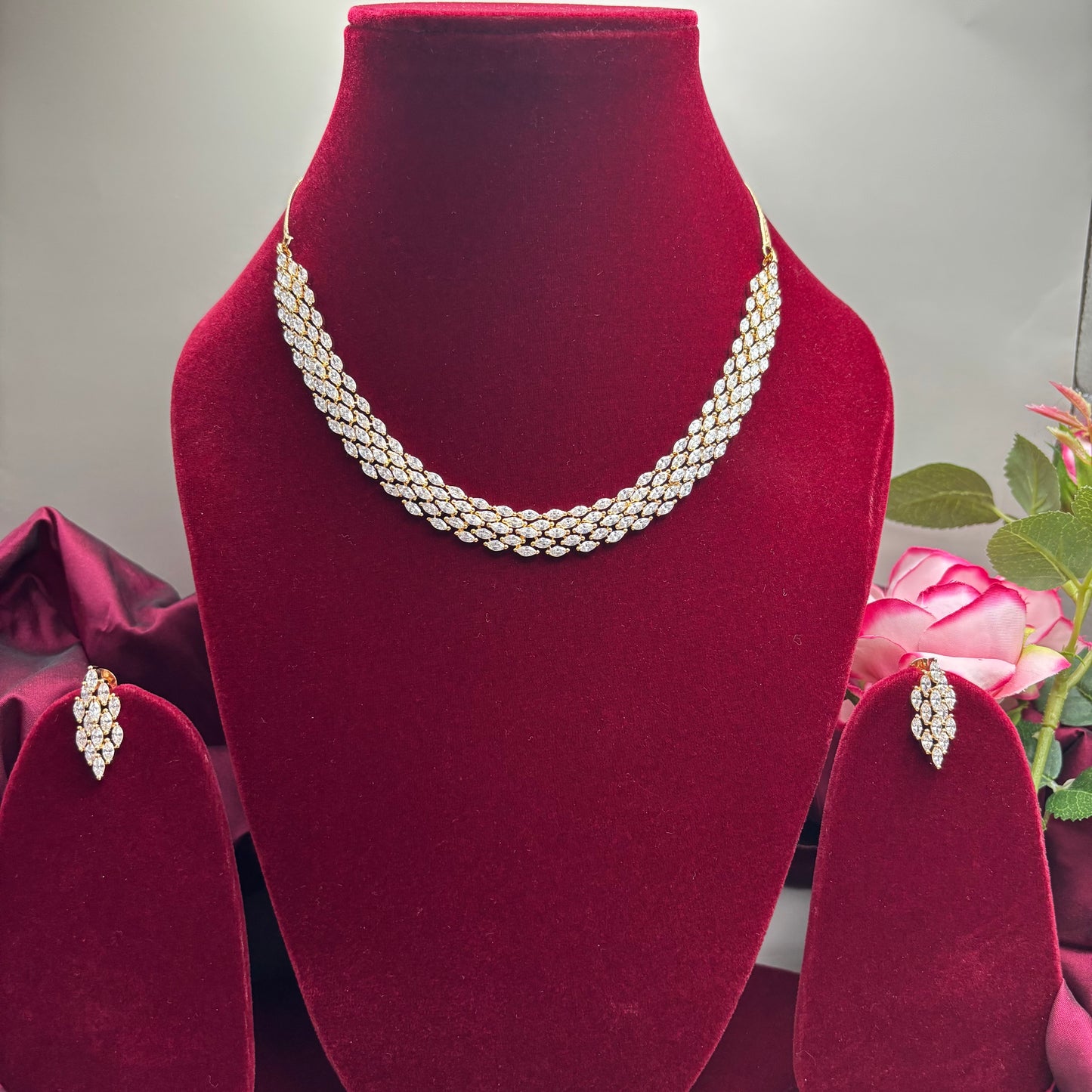 Regal Spark – AD Stone Necklace Set in Heritage Gold