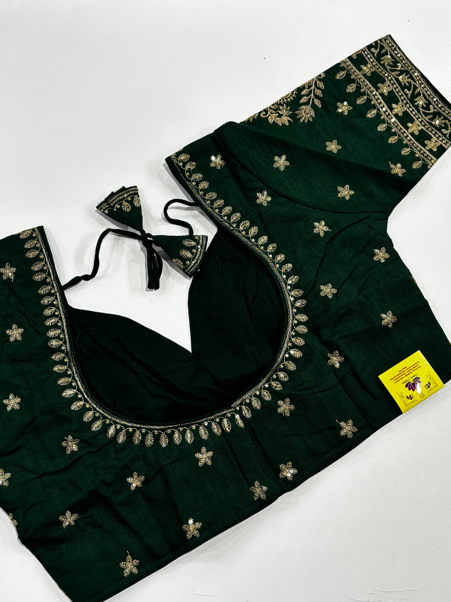 Elegant Plus‑Size Green Blouse Featuring Intricate Gold Embroidery
