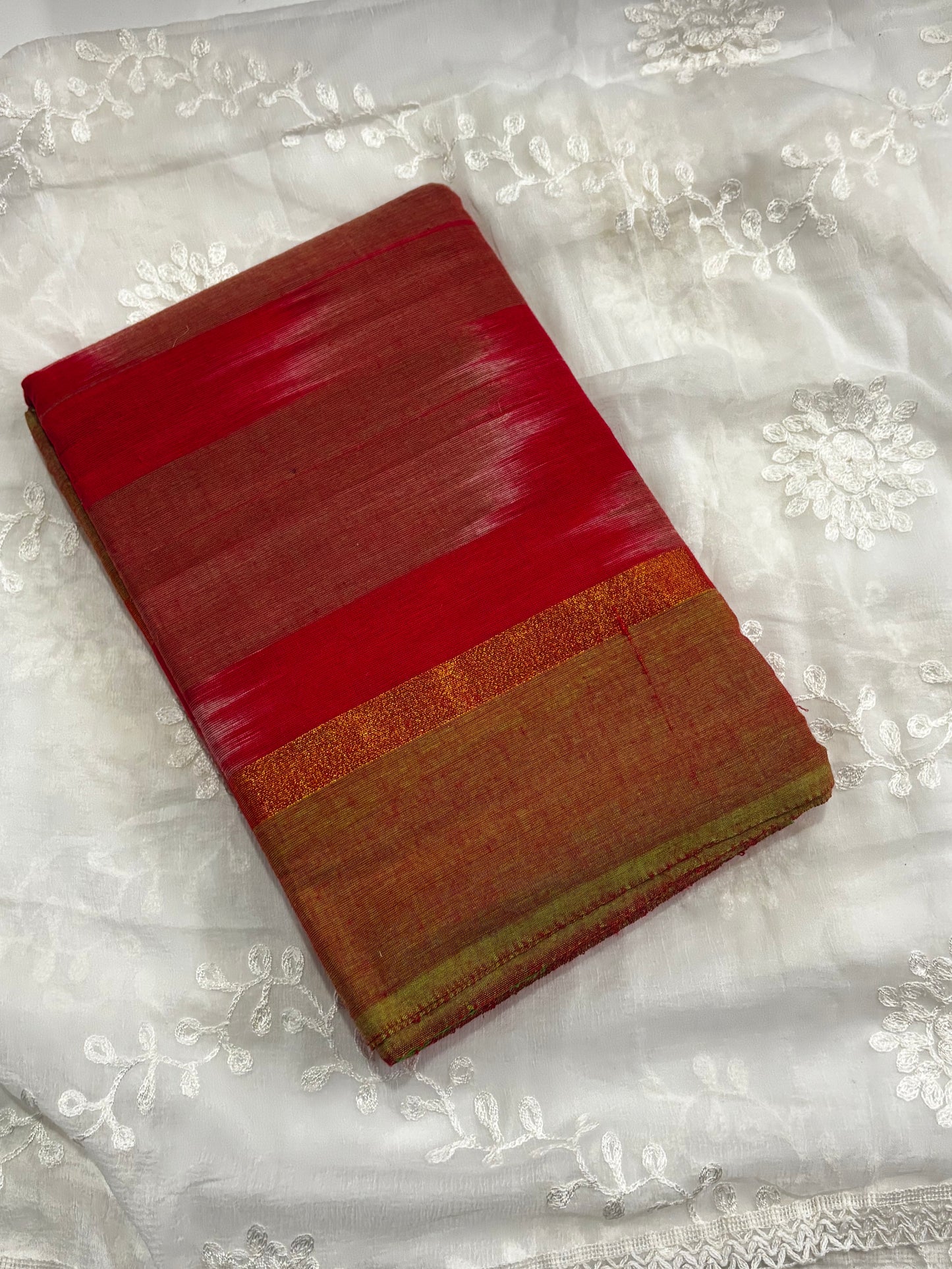 Elegant Red Ikkat Bharatanatyam Practice Saree for Daily Dance Sessions
