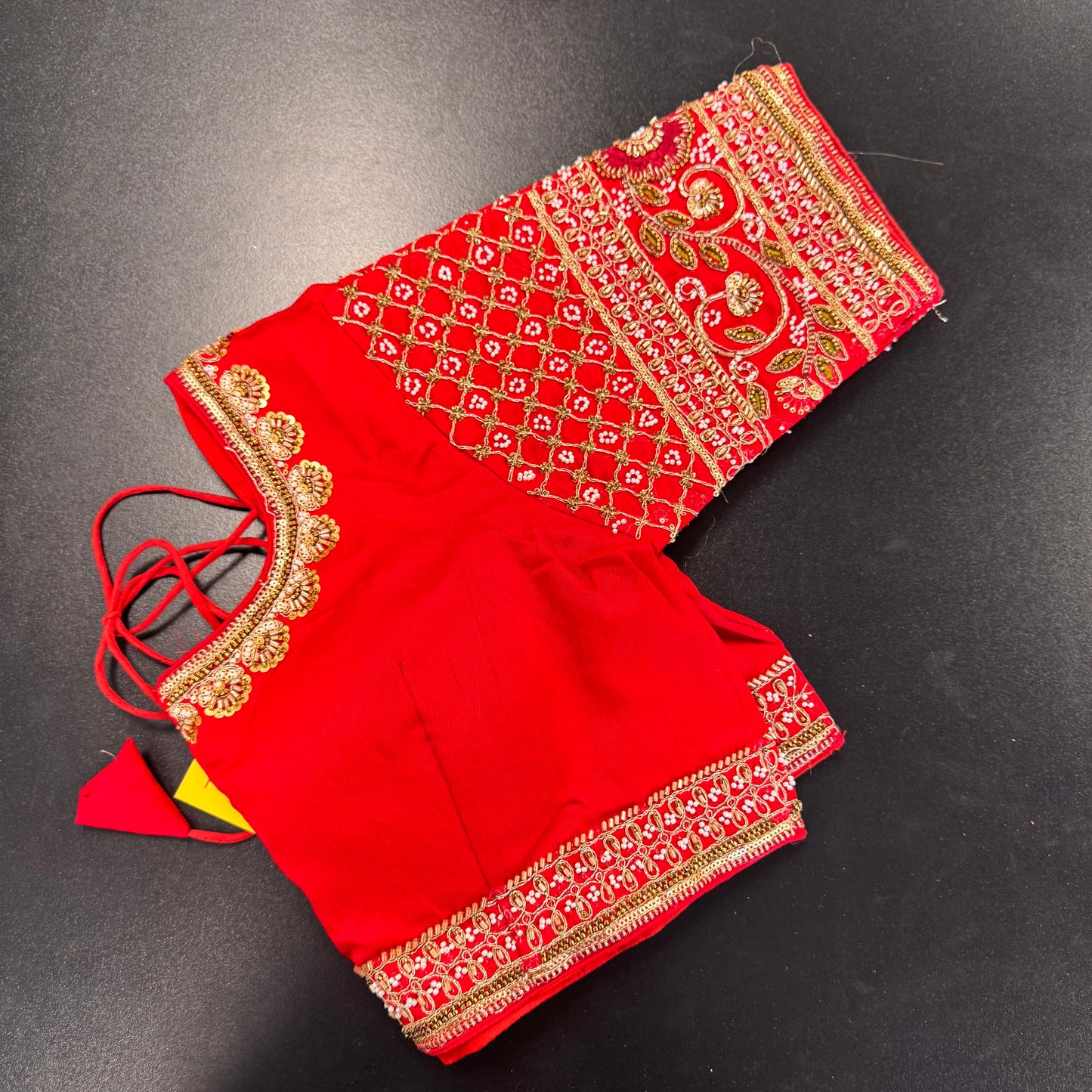 Red bridal embroidered designer readymade saree blouse - Shrees Fashion Australia (view 3)
