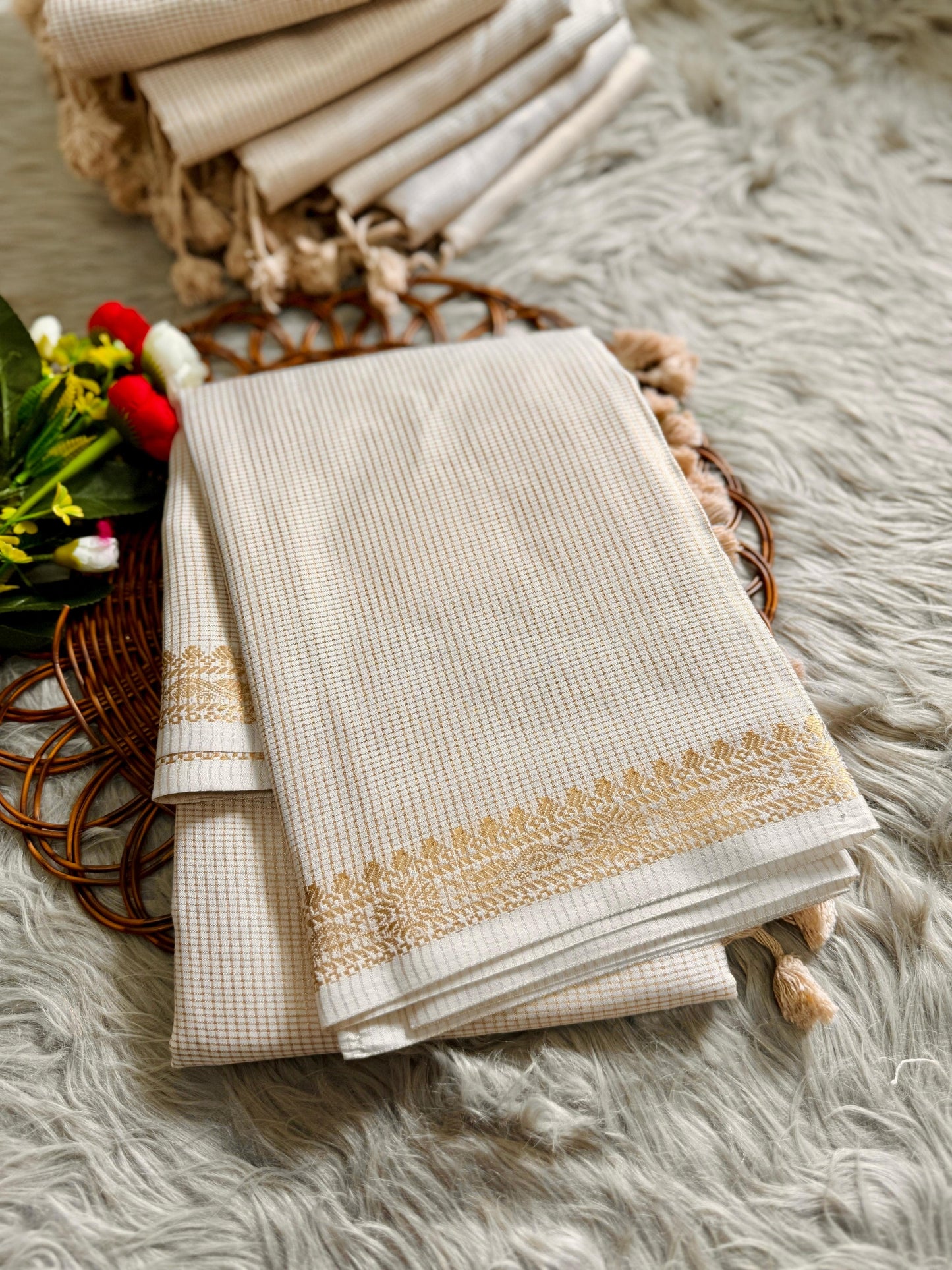 Premium Soft Silk Saree in Half White – Traditional & Elegant