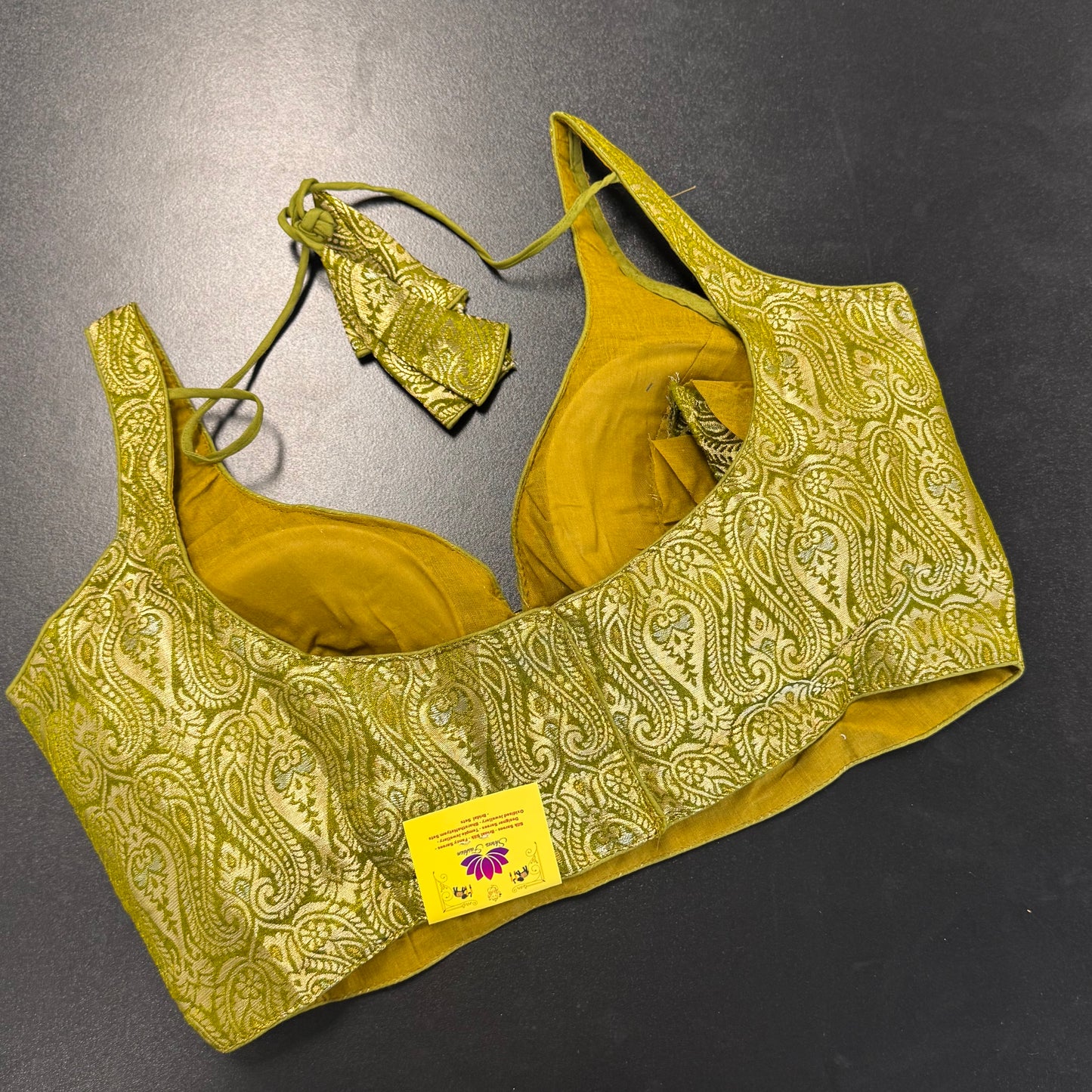 Olive green brocade designer readymade saree blouse - Shrees Fashion Australia (view 3)
