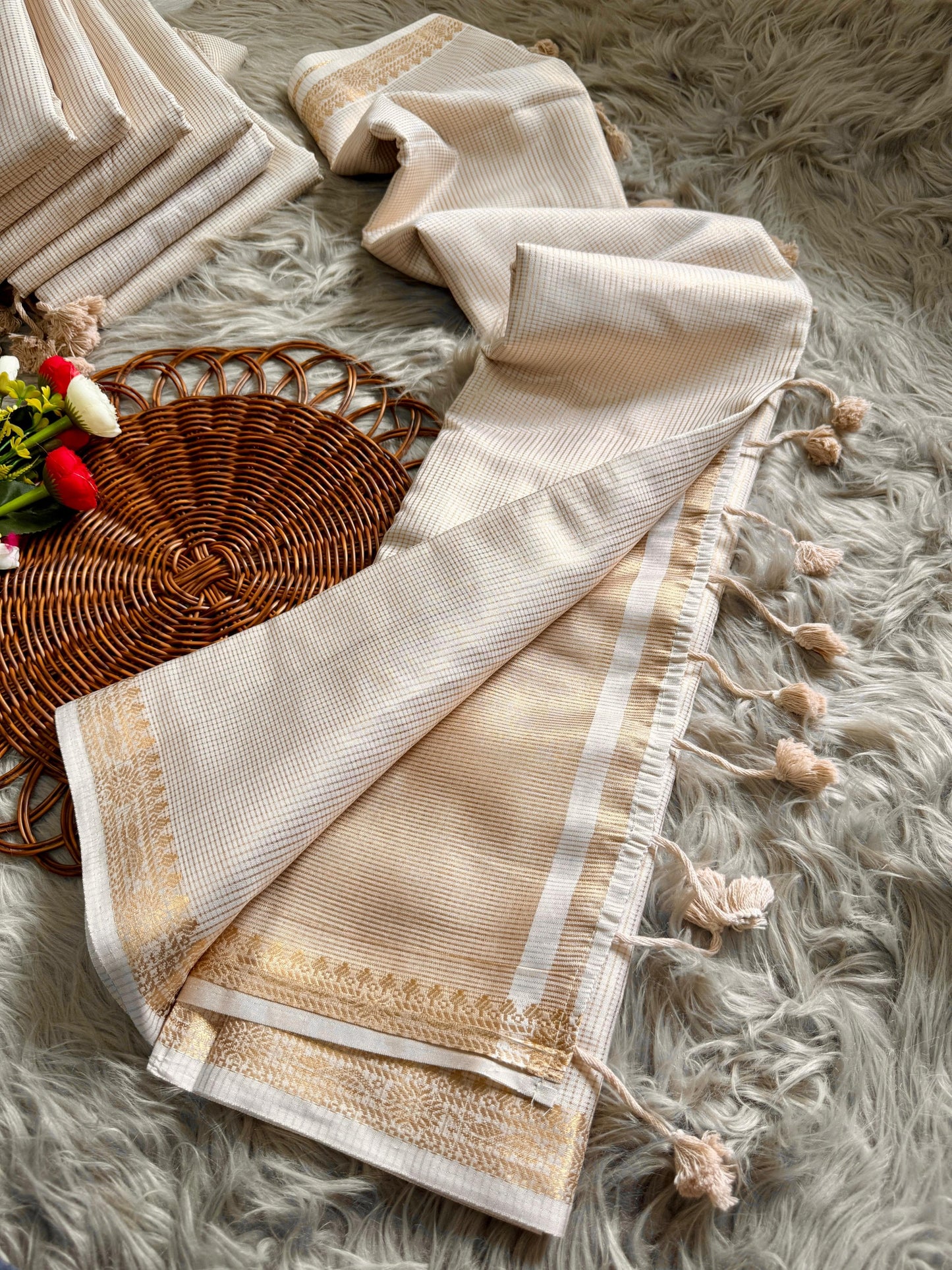 Premium Soft Silk Saree in Half White – Traditional & Elegant