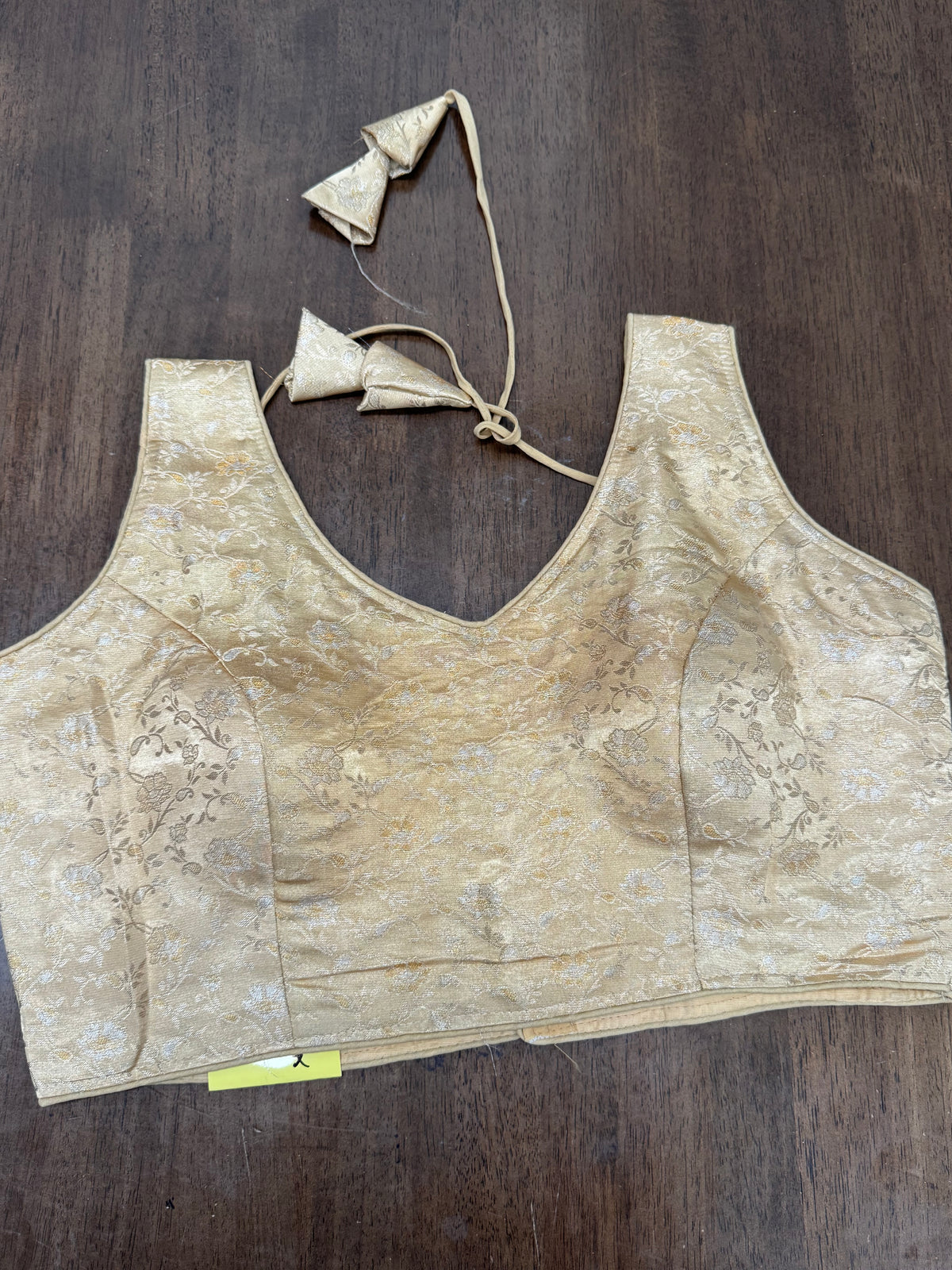 Traditional Gold Brocade Blouse with Clean Modern Silhouette