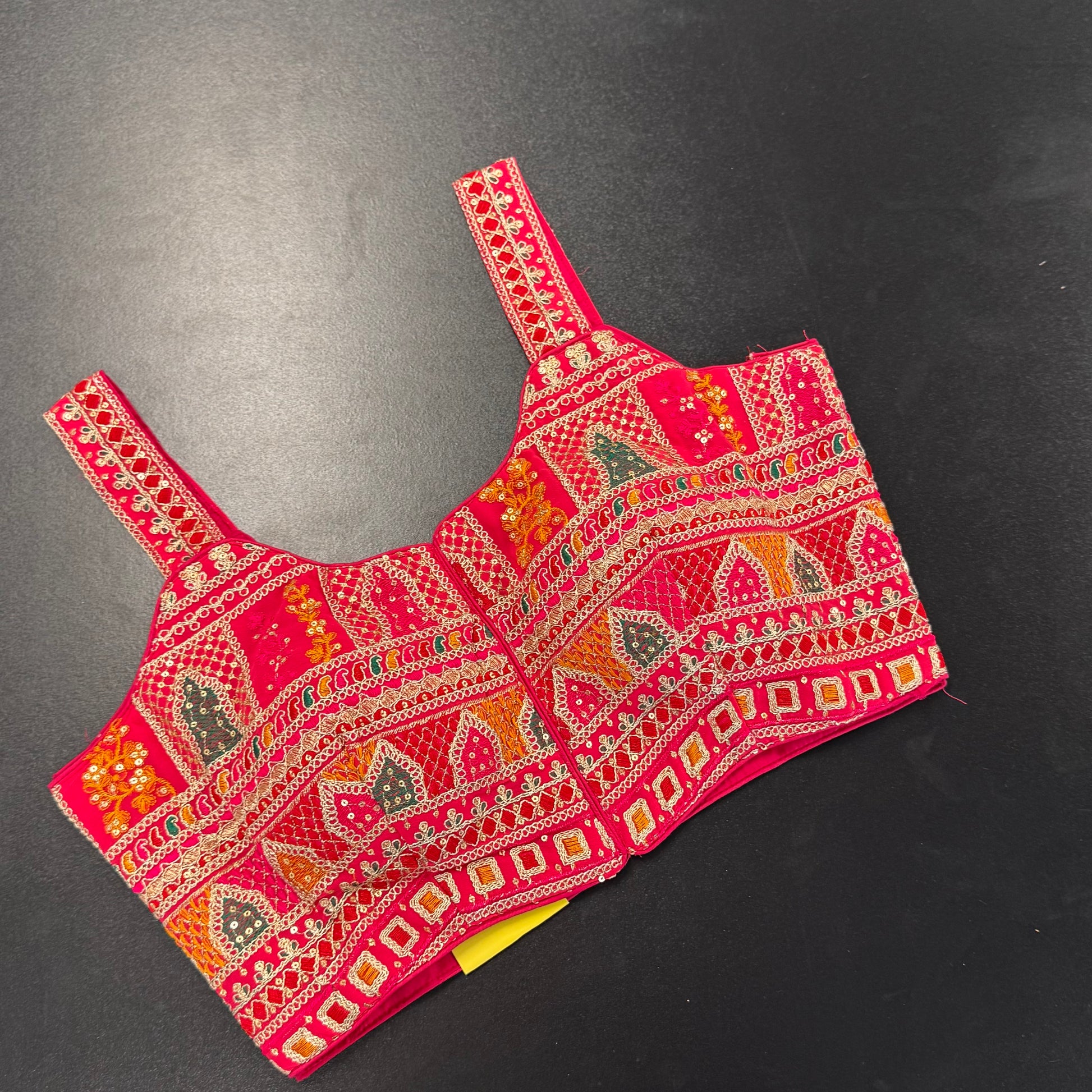 Rani pink heavy embroidered designer readymade saree blouse - Shrees Fashion Australia (view 1)