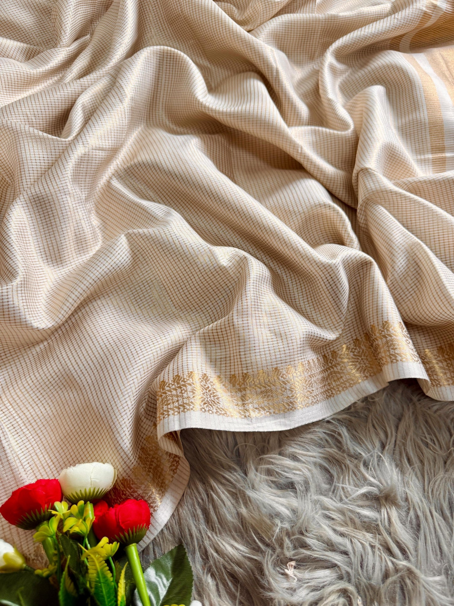 Premium Soft Silk Saree in Half White – Traditional & Elegant