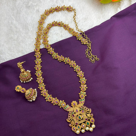 Royal Radiance – Premium Long Haram with Red & Green CZ Sparkle