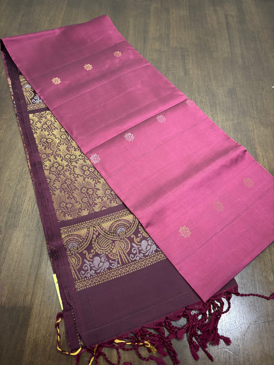 Onion Pink and Magenta Kanchipuram Silk Saree