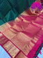 Bottle Green With Red Colour Combinations Dotted Design Kanchipuram Silk Saree