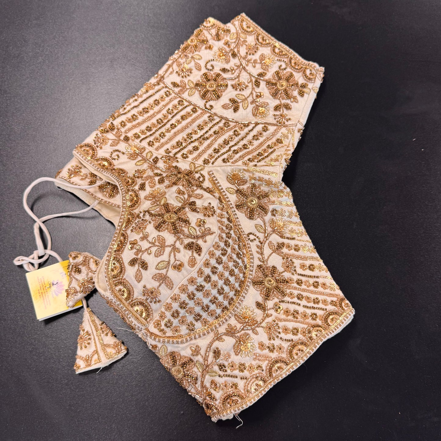 Ivory and gold zardozi bridal designer readymade saree blouse - Shrees Fashion Australia (view 4)