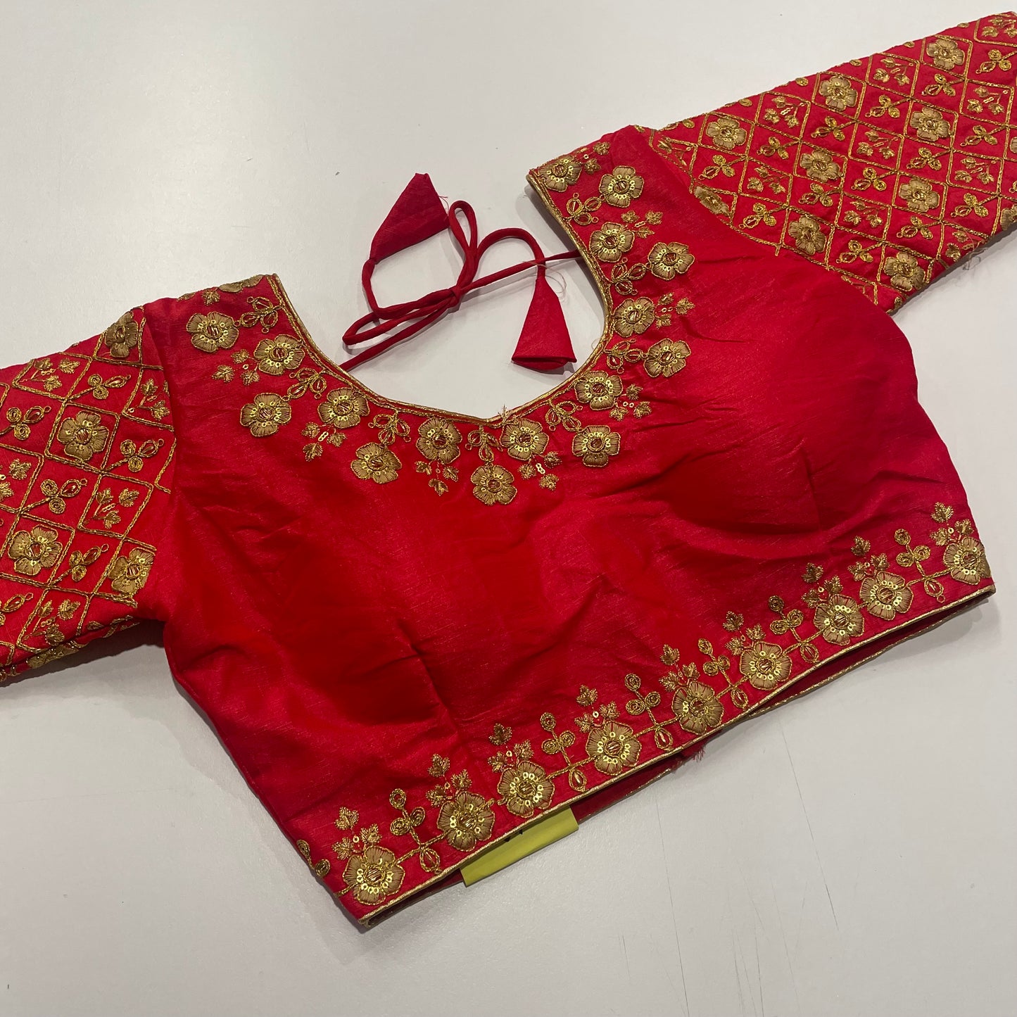 Designer Orange Blouse with Heritage Gold Threadwork