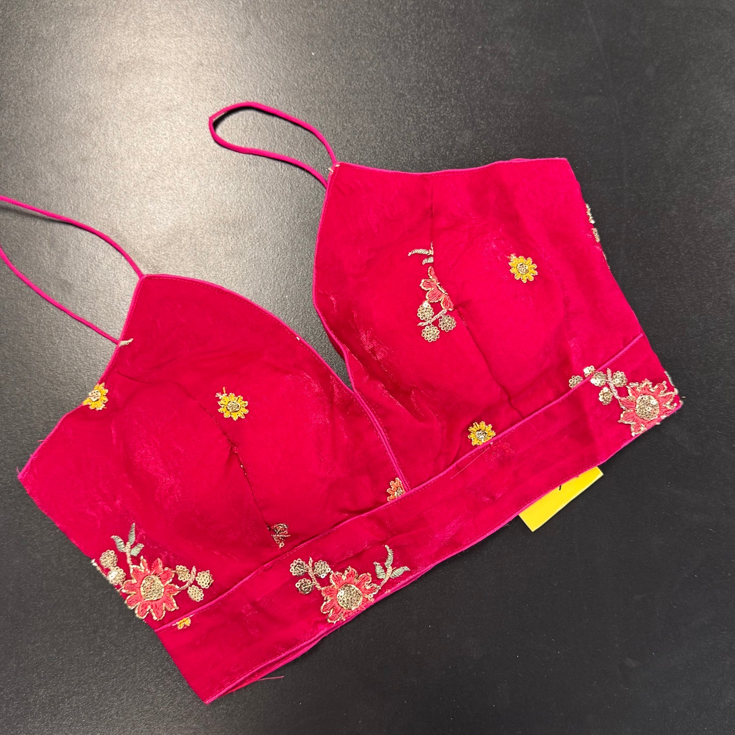 Rani pink floral embroidered designer readymade saree blouse - Shrees Fashion Australia (view 1)