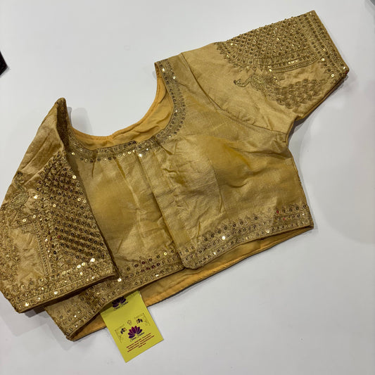 Gold Designer Blouse – Embroidered Elegance for Festive Styling
