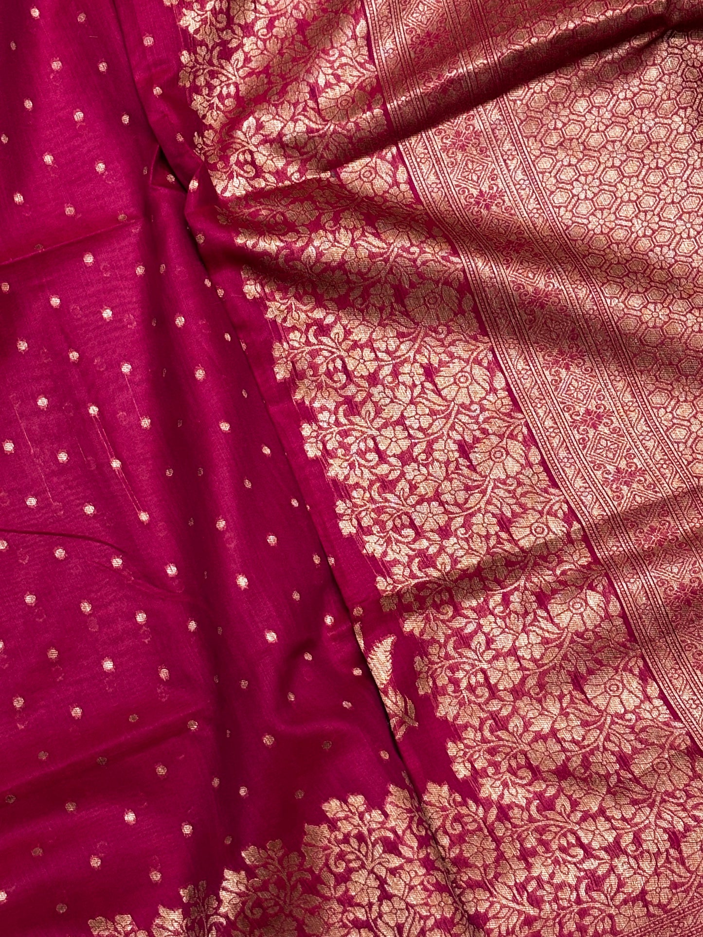 Elegant Pink Tussar Silk Saree with Antique Zari Border & Rich Brocade Pallu