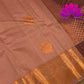 Biscuit Brown With Dark Blue Copper Zari Butta Design Kanchipuram Silk Saree