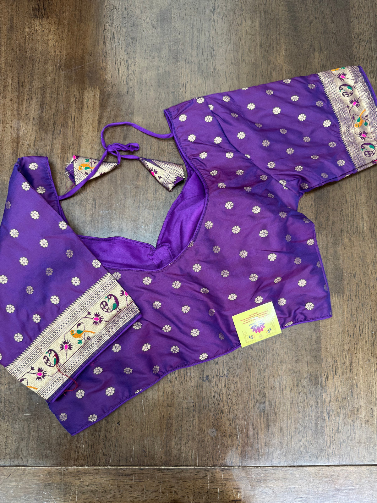 Elegant Purple Saree Blouse with Heritage Paithani Weaving