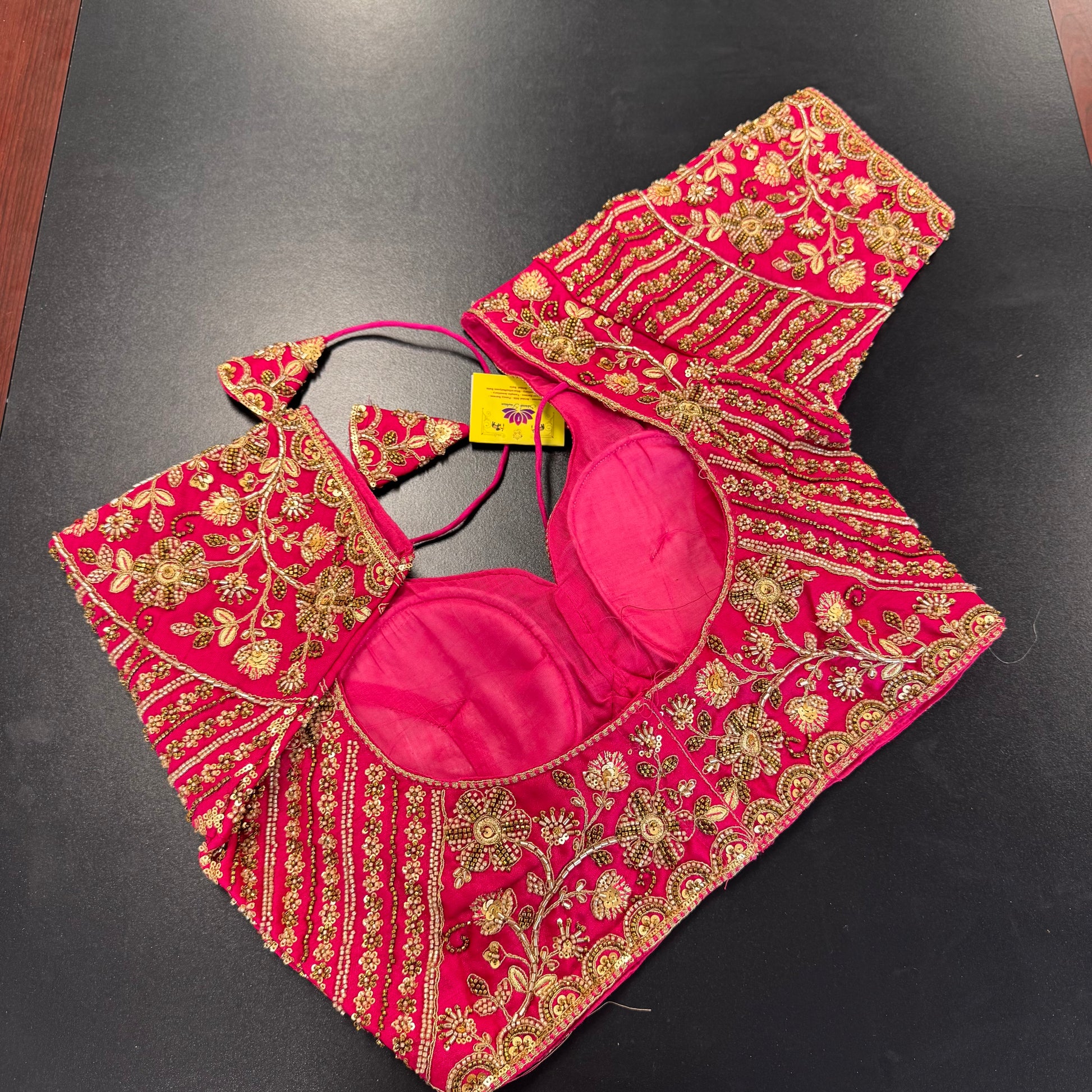 Rani pink zardozi heavy work designer readymade saree blouse - Shrees Fashion Australia (view 3)