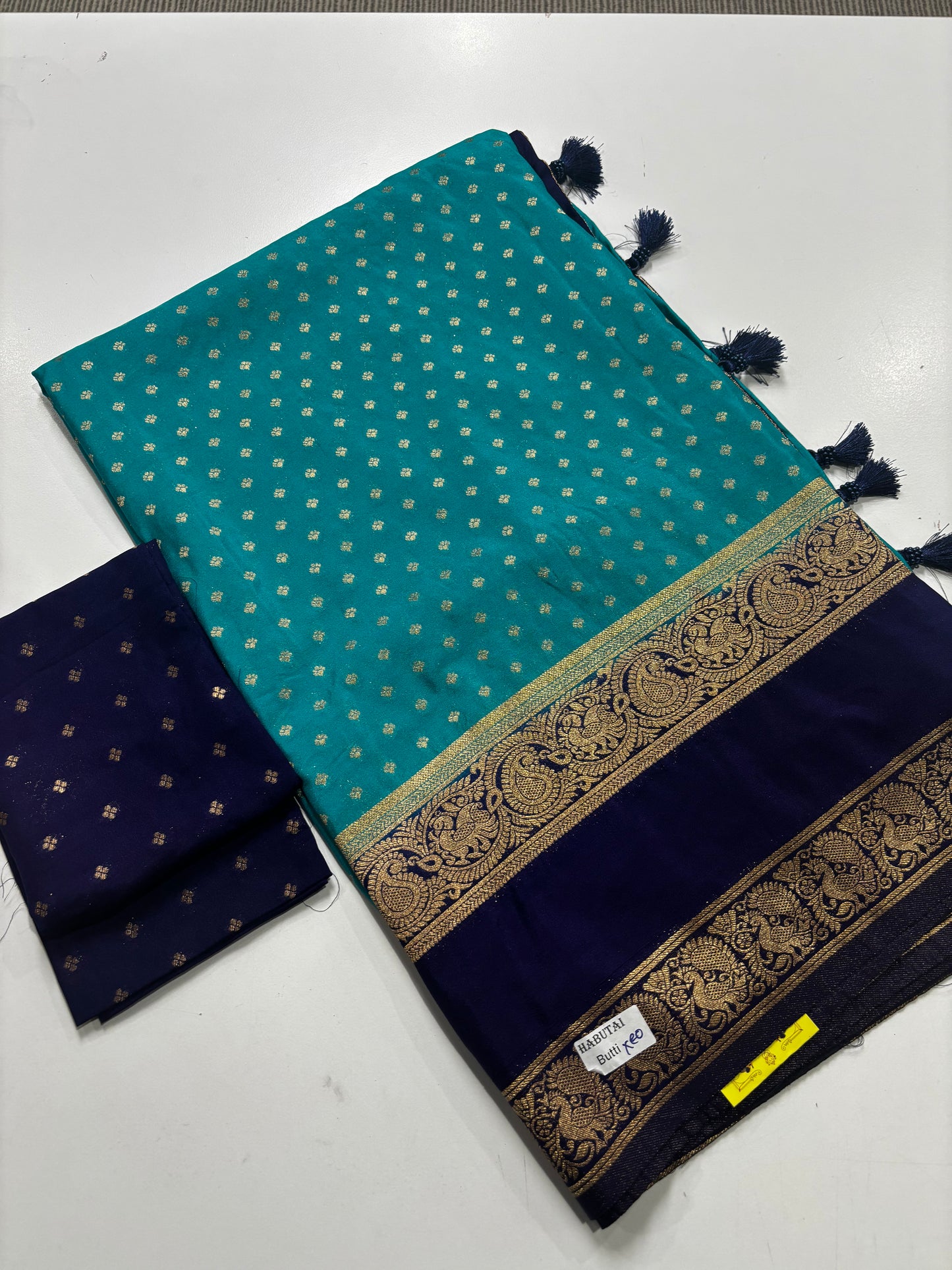 Beautifully Woven Sky Blue Banarasi Soft Silk Saree with Dark Blue Zari Border, Pallu & Contrast Blouse Piece