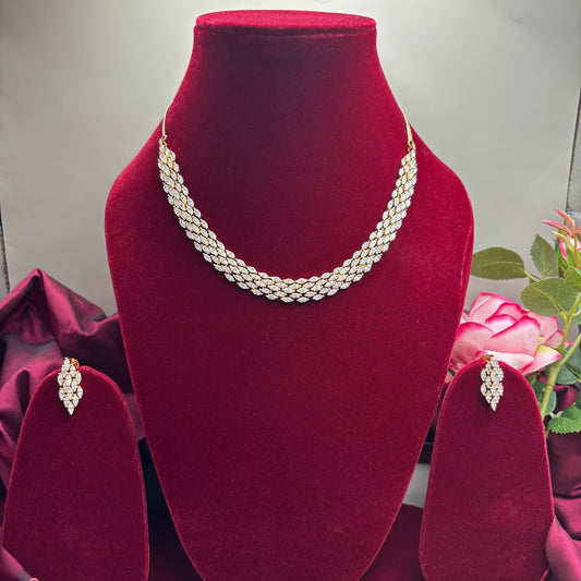 Regal Spark – AD Stone Necklace Set in Heritage Gold