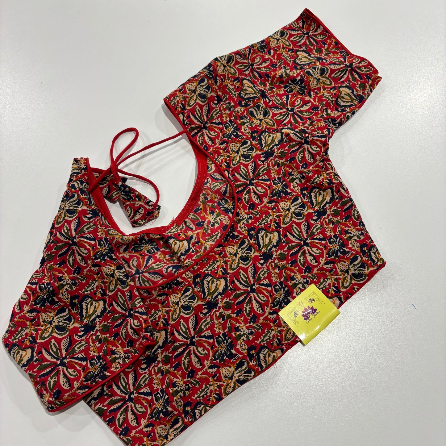 Red Kalamkari Print Cotton Blouse – Timeless Craft for Everyday Ethnic Elegance