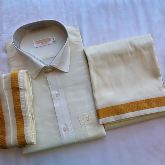 Premium Silk Veshti & Shirt Set with Angavasthiram
