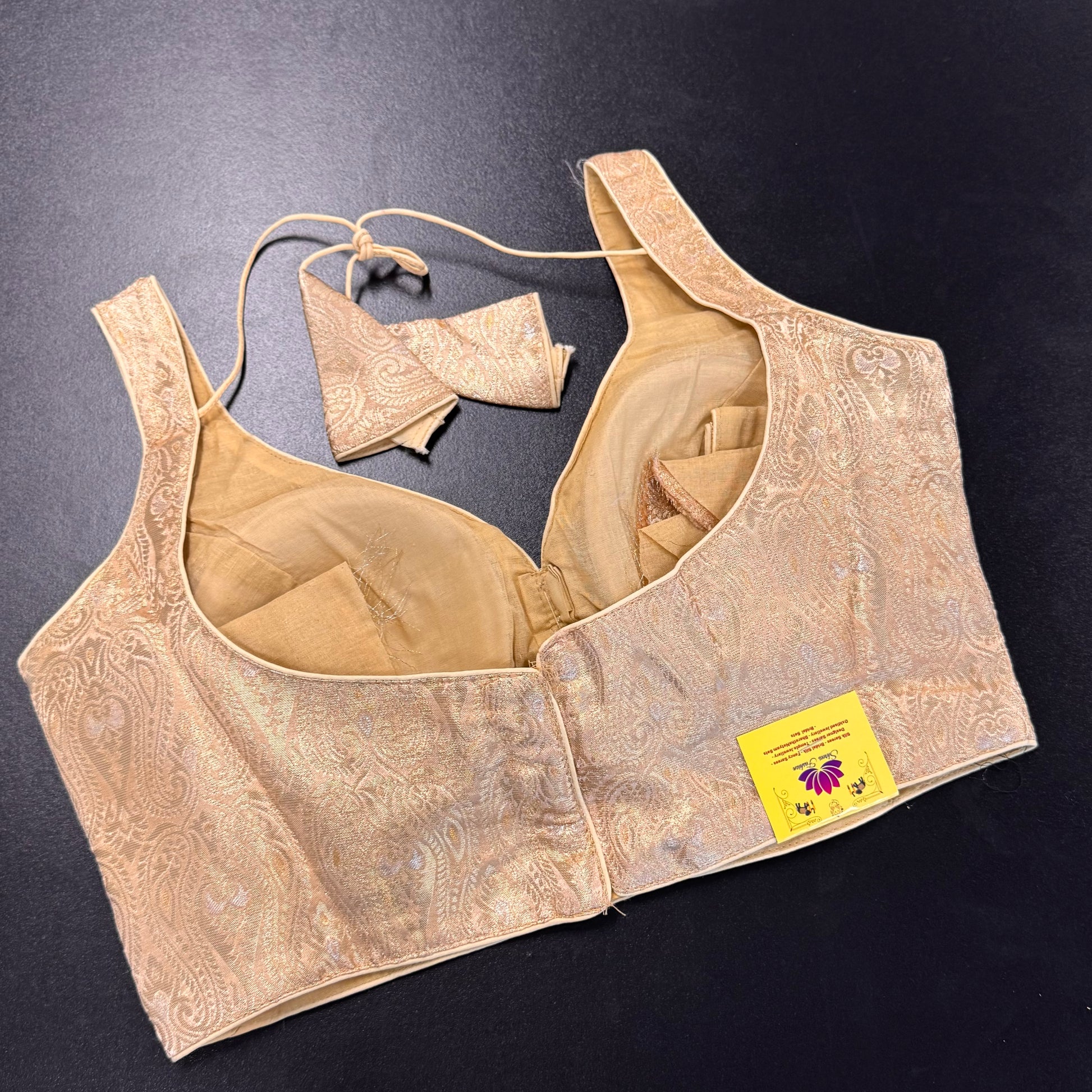 Champagne gold brocade designer readymade saree blouse - Shrees Fashion Australia (view 3)