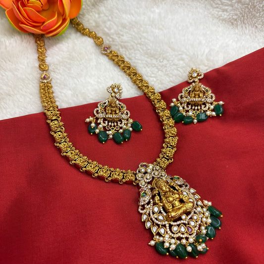 Divine Grace – Temple Long Haram with Radiant Green Beads