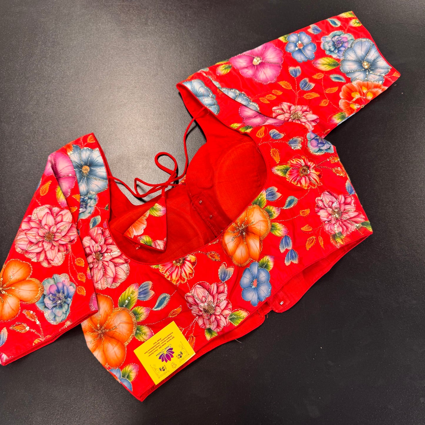 Red multicolour floral designer readymade saree blouse - Shrees Fashion Australia (view 2)