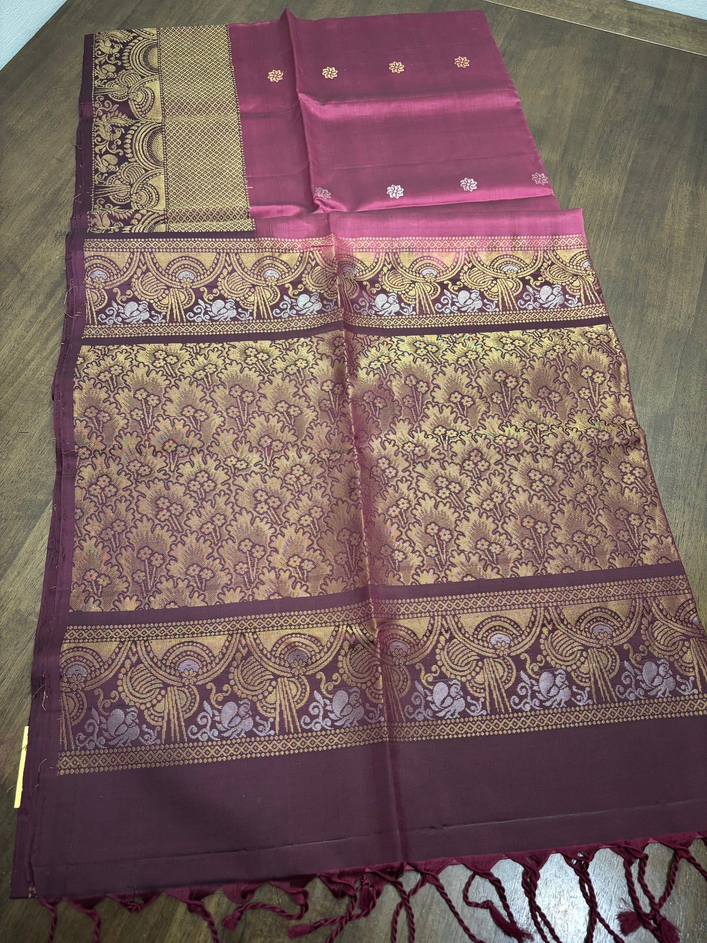 Onion Pink and Magenta Kanchipuram Silk Saree