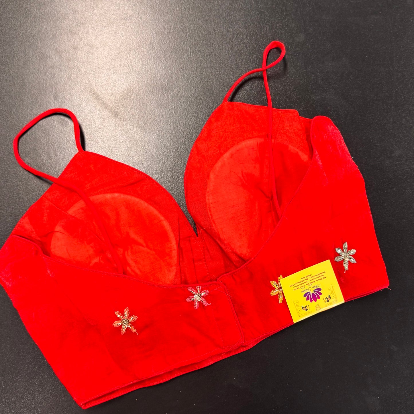 Red minimal embroidered designer readymade saree blouse - Shrees Fashion Australia (view 1)