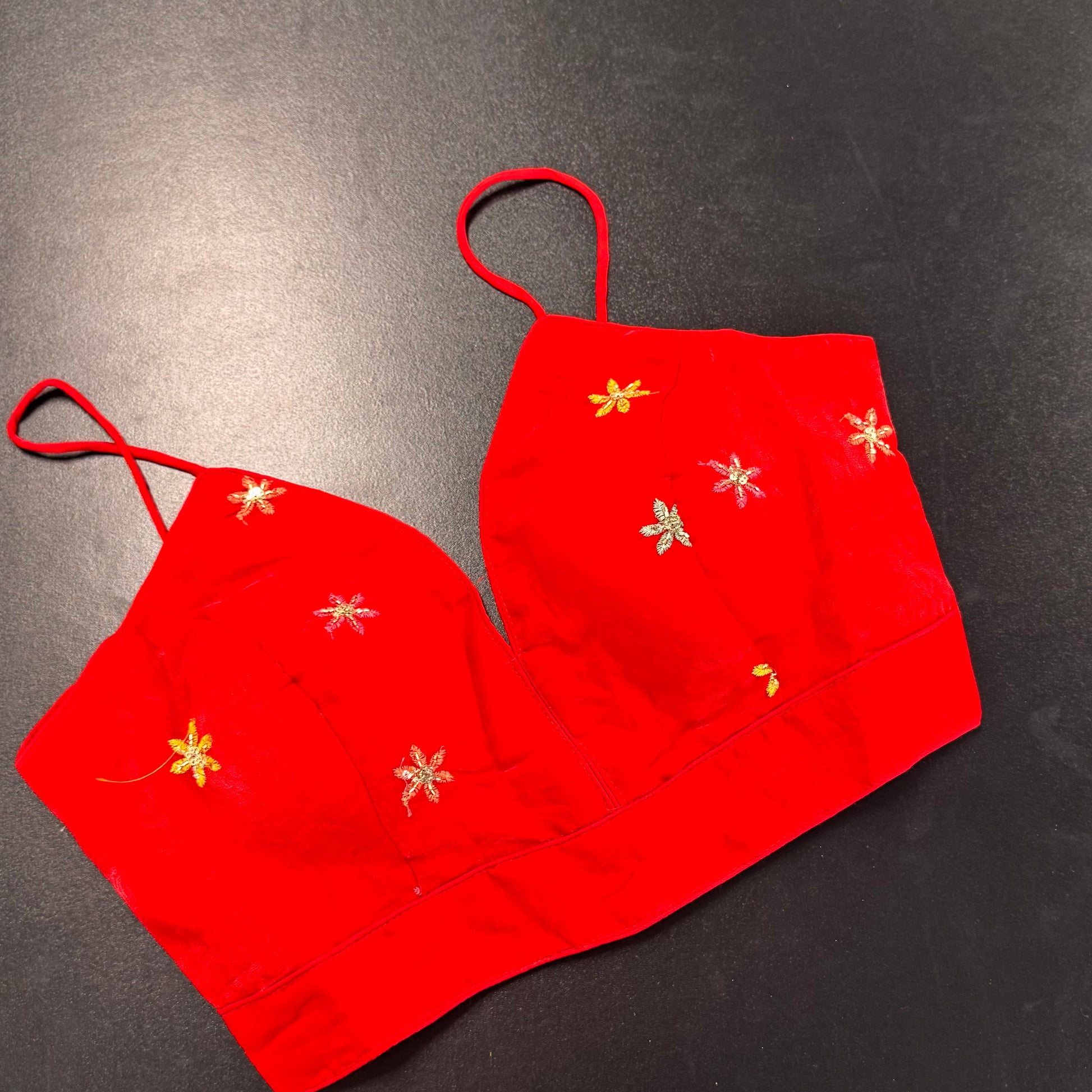Red minimal embroidered designer readymade saree blouse - Shrees Fashion Australia (view 2)