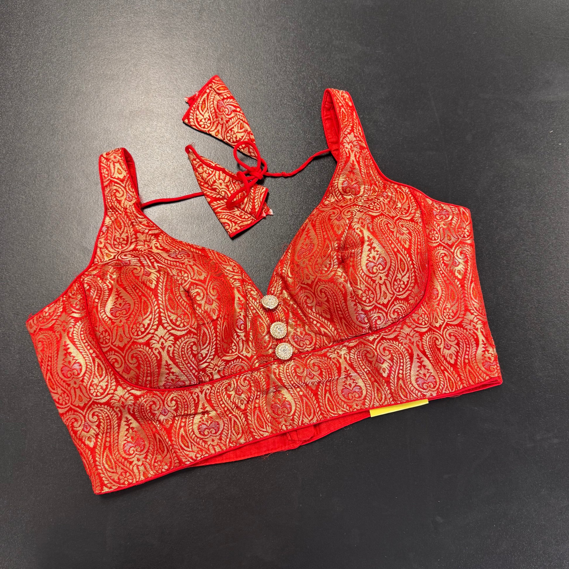 Red brocade designer readymade saree blouse - Shrees Fashion Australia (view 1)