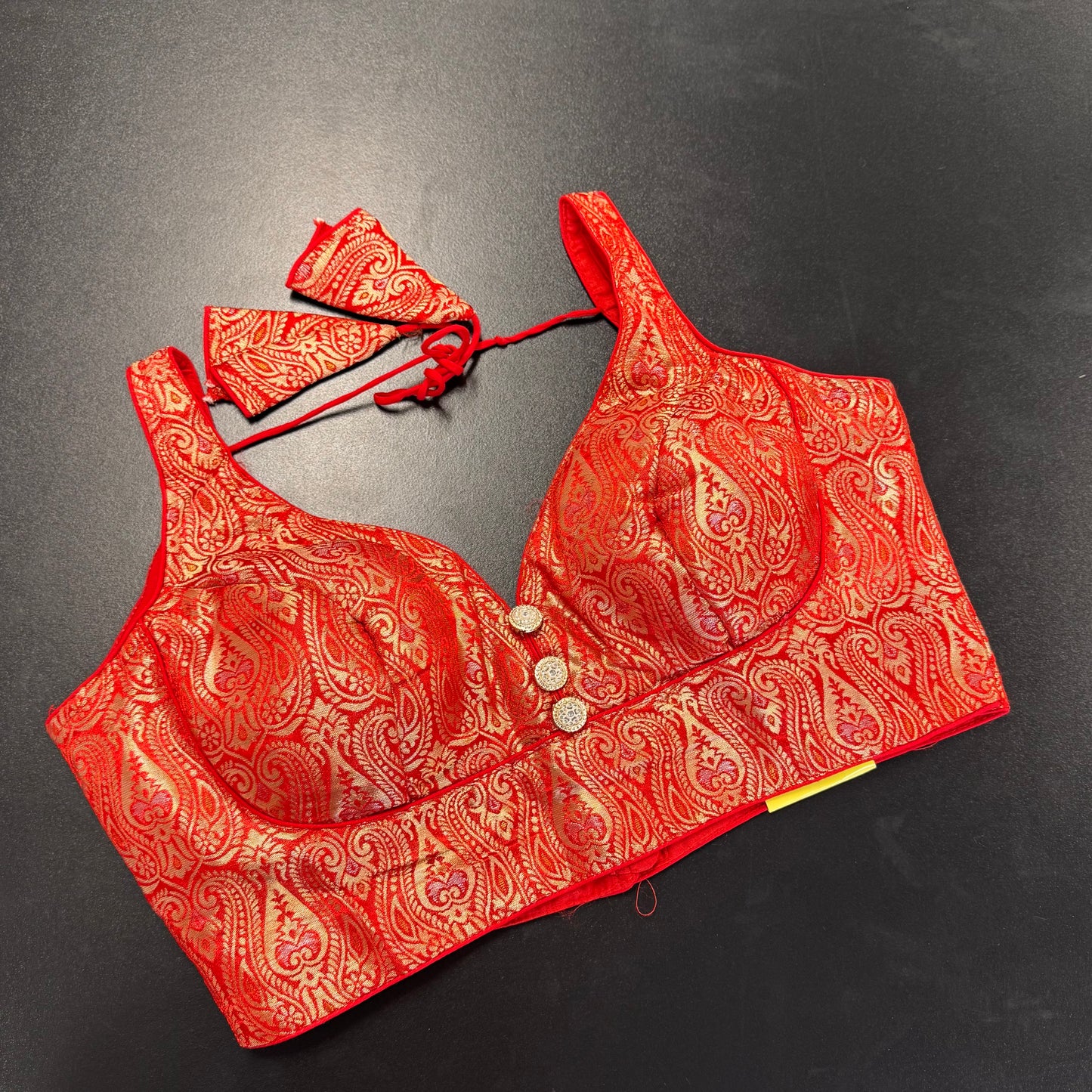 Red brocade designer readymade saree blouse - Shrees Fashion Australia (view 2)