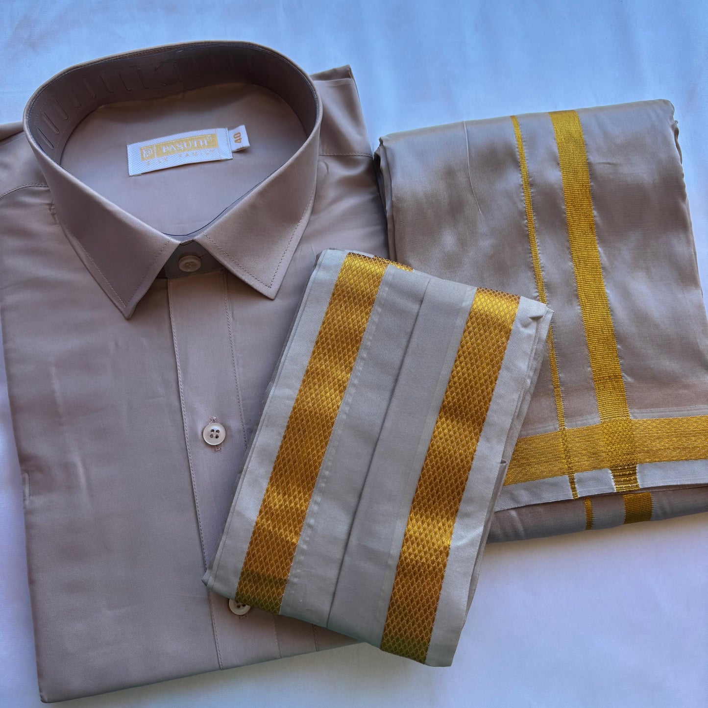 Pastel Silk shirt Vesti – Premium Traditional Wear for Weddings & Temple Functions | Shrees Fashion