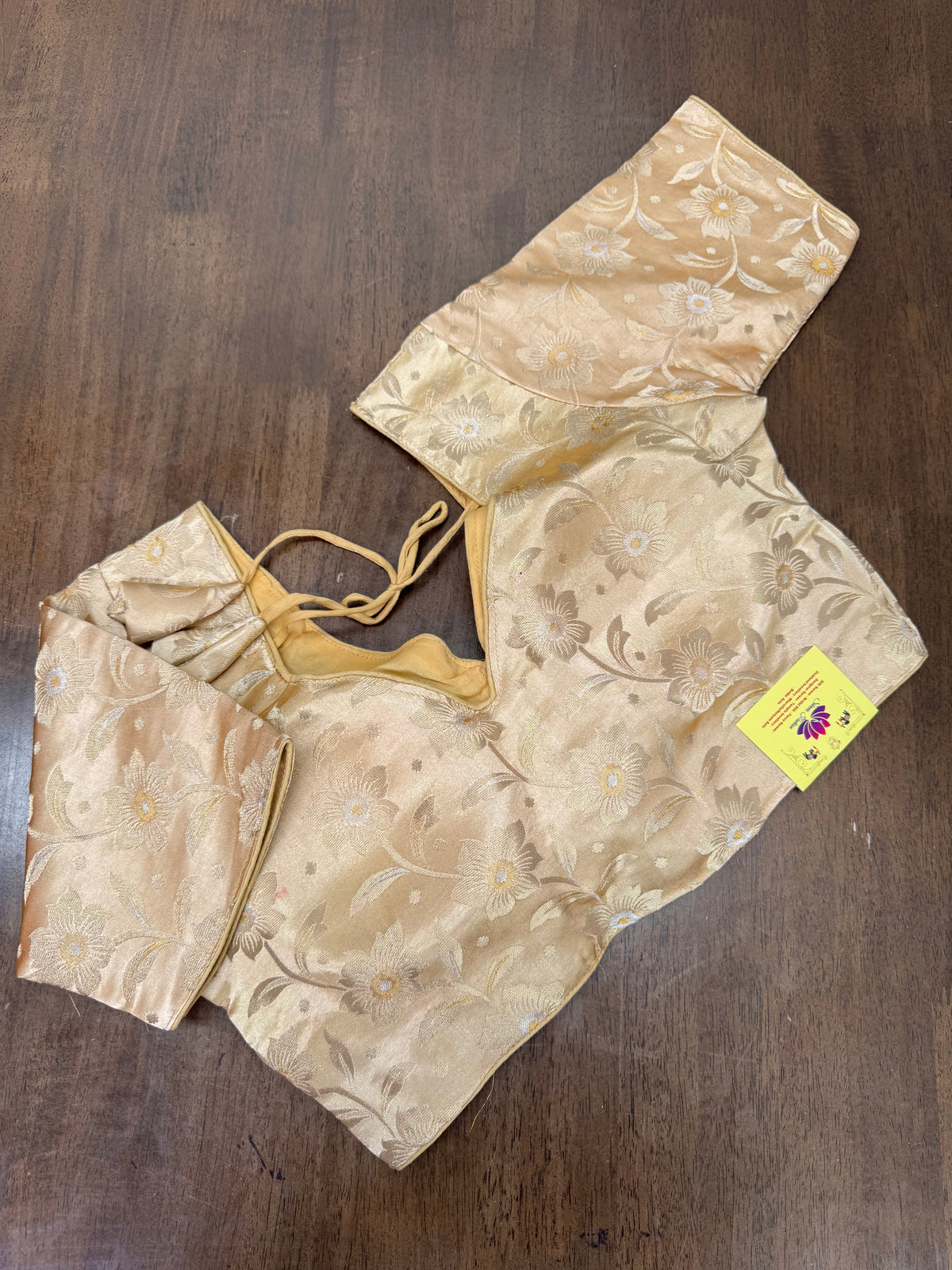 Premium Gold Brocade Saree Blouse with Heritage Florals