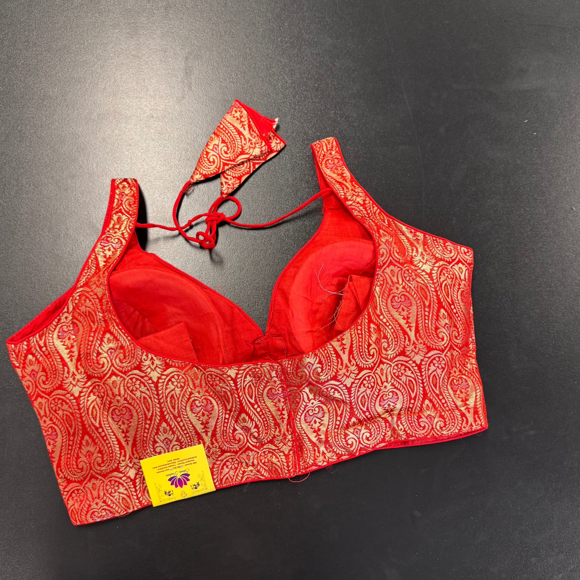 Red brocade designer readymade saree blouse - Shrees Fashion Australia (view 3)