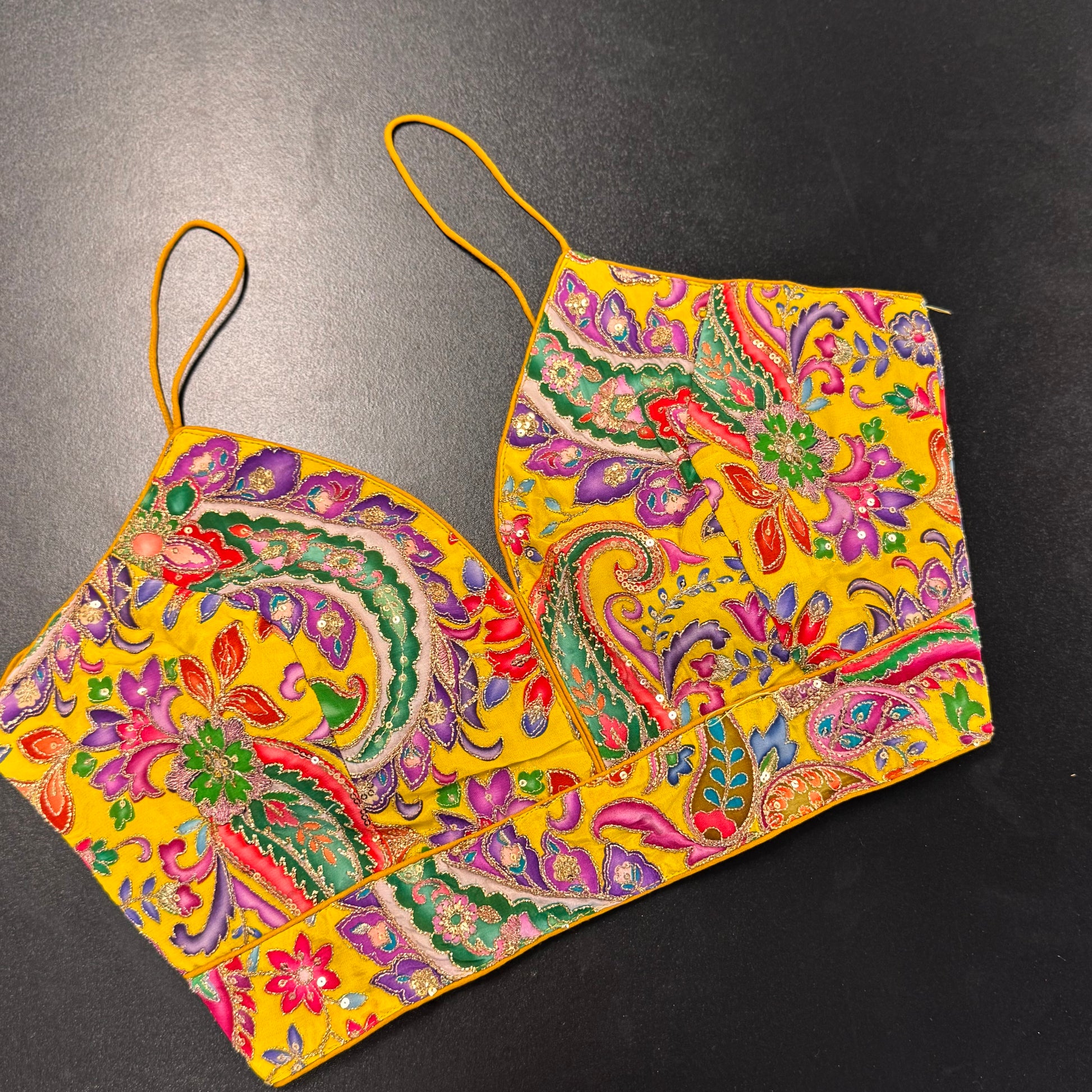 Designer Kalamkari-style multicolour embroidered readymade saree blouse - Shrees Fashion Australia (view 1)