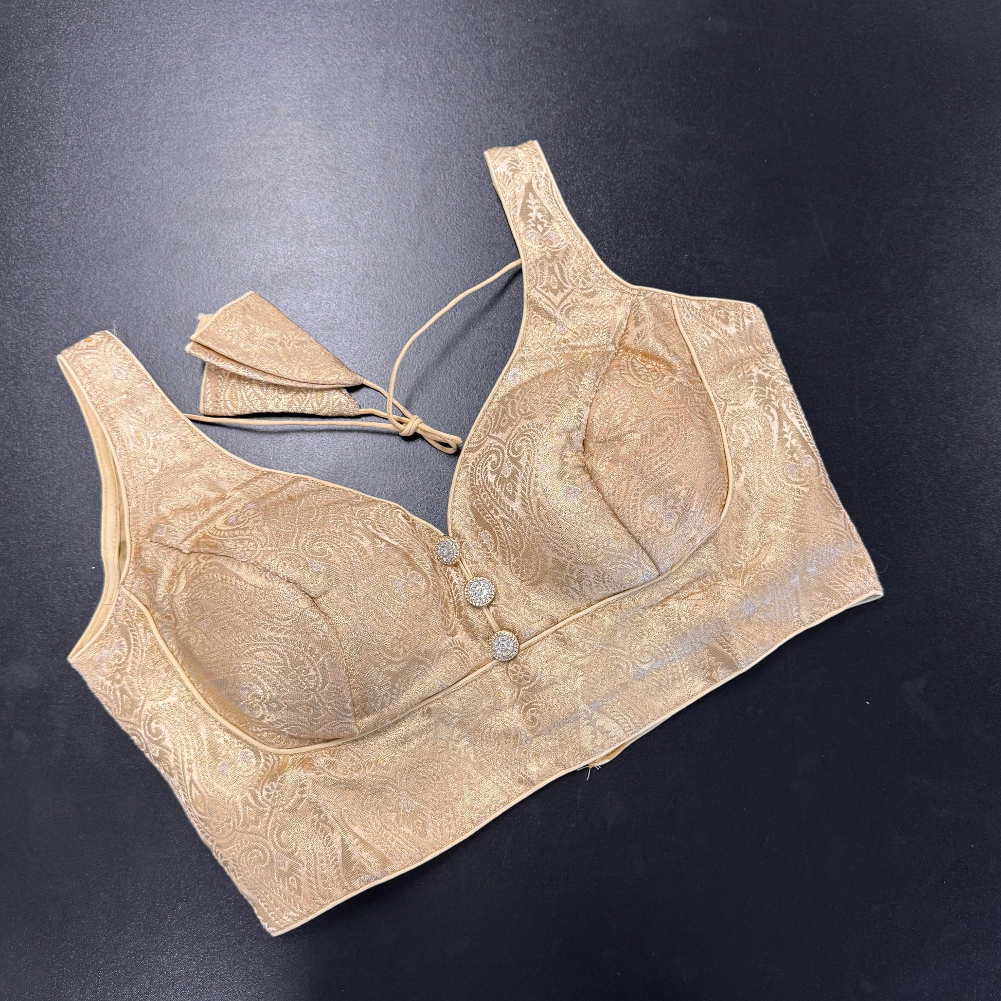 Champagne gold brocade designer readymade saree blouse - Shrees Fashion Australia (view 1)