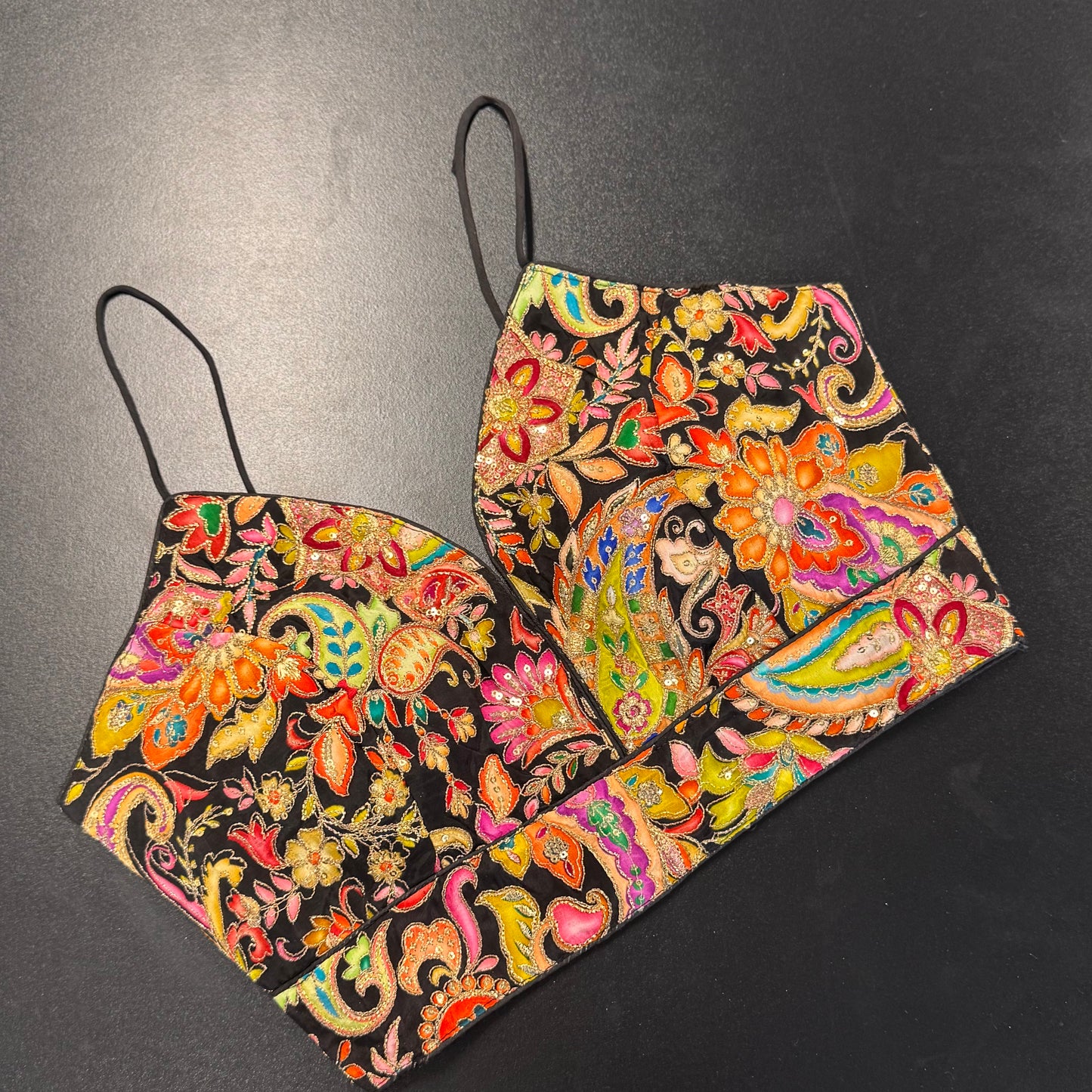 Premium multicolour embroidered designer blouse and skirt set - Shrees Fashion Australia (view 1)