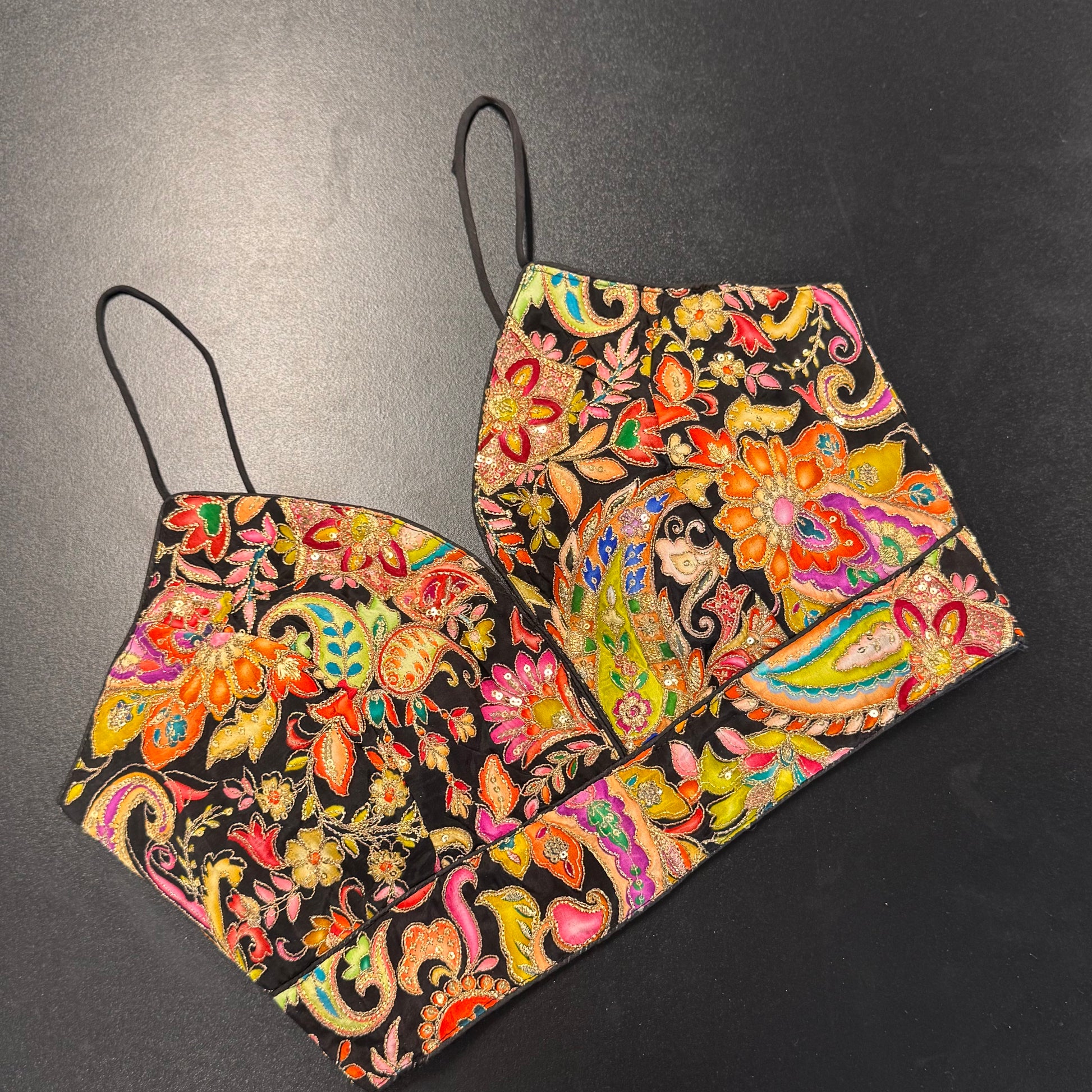 Premium multicolour embroidered designer blouse and skirt set - Shrees Fashion Australia (view 1)