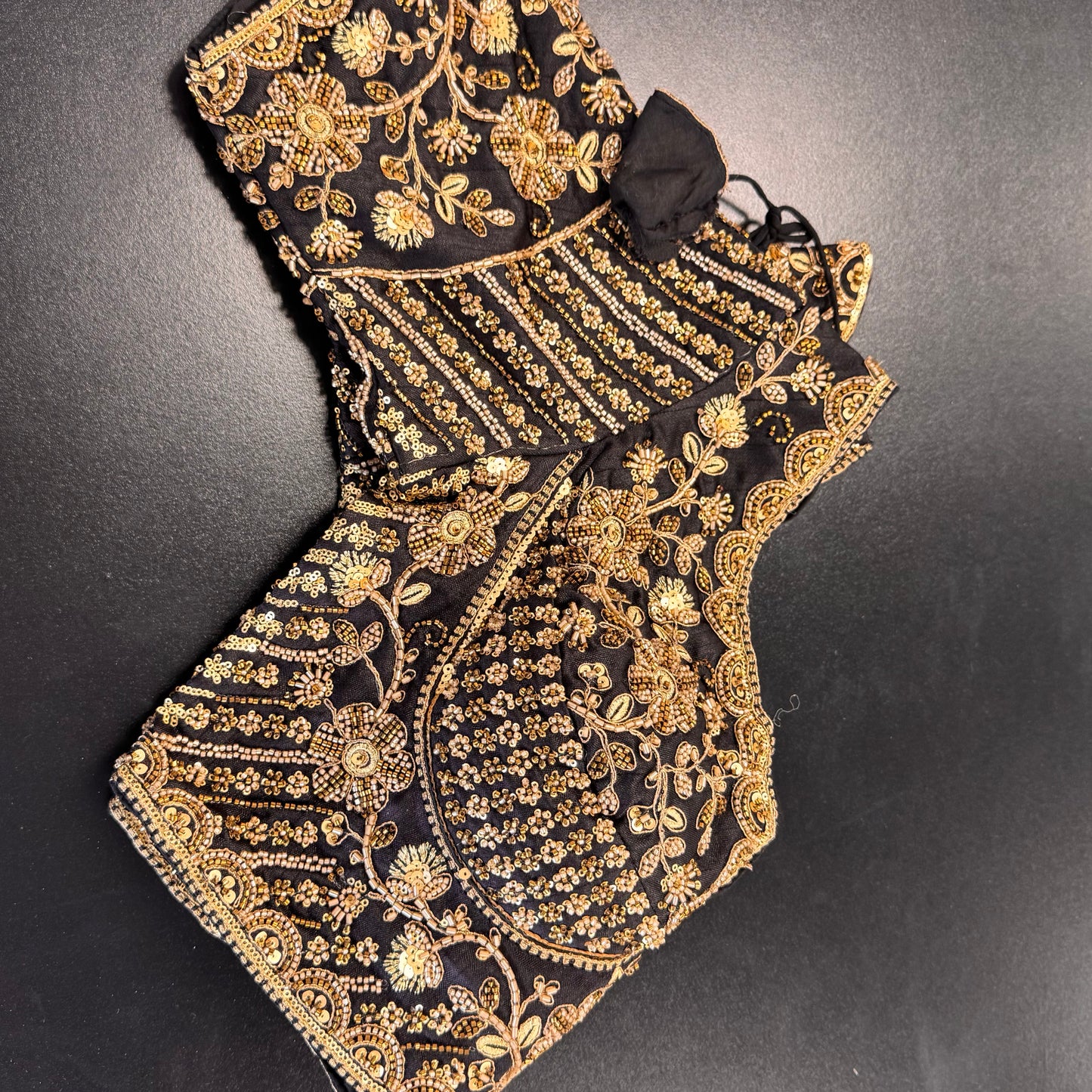 Black and gold zardozi heavy work designer readymade saree blouse - Shrees Fashion Australia (view 4)
