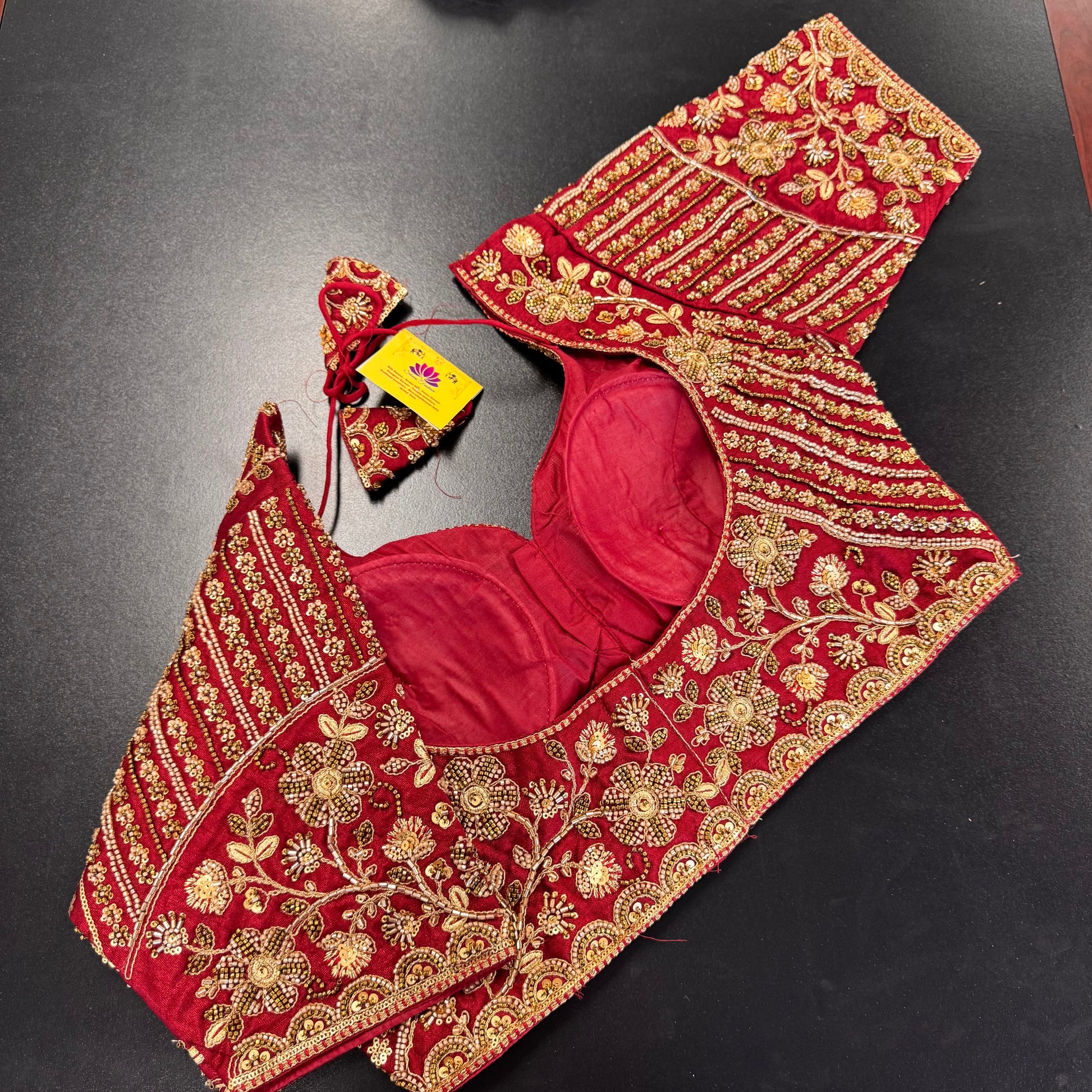 Maroon zardozi heavy work designer readymade saree blouse - Shrees Fashion Australia (view 4)
